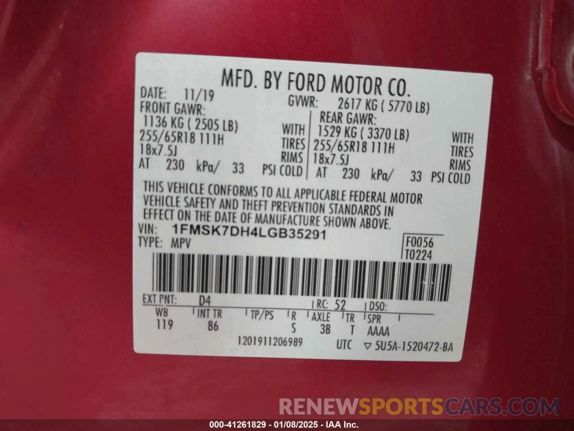 9 fotografías del automóvil dañado 1FMSK7DH4LGB35291 FORD EXPLORER 2020