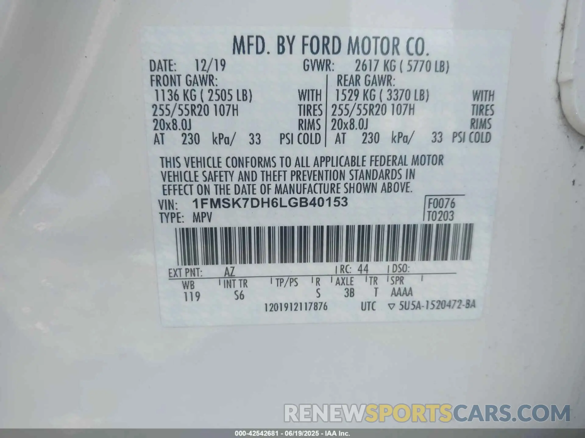 9 fotografías del automóvil dañado 1FMSK7DH6LGB40153 FORD EXPLORER 2020