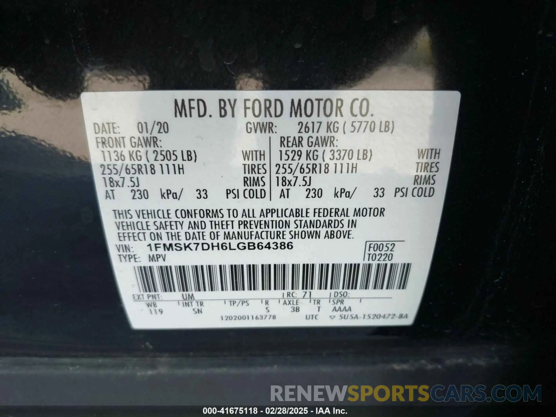 9 fotografías del automóvil dañado 1FMSK7DH6LGB64386 FORD EXPLORER 2020