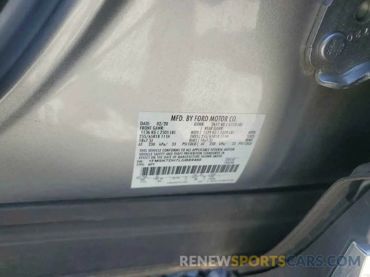 13 fotografías del automóvil dañado 1FMSK7DH7LGB89460 FORD EXPLORER 2020