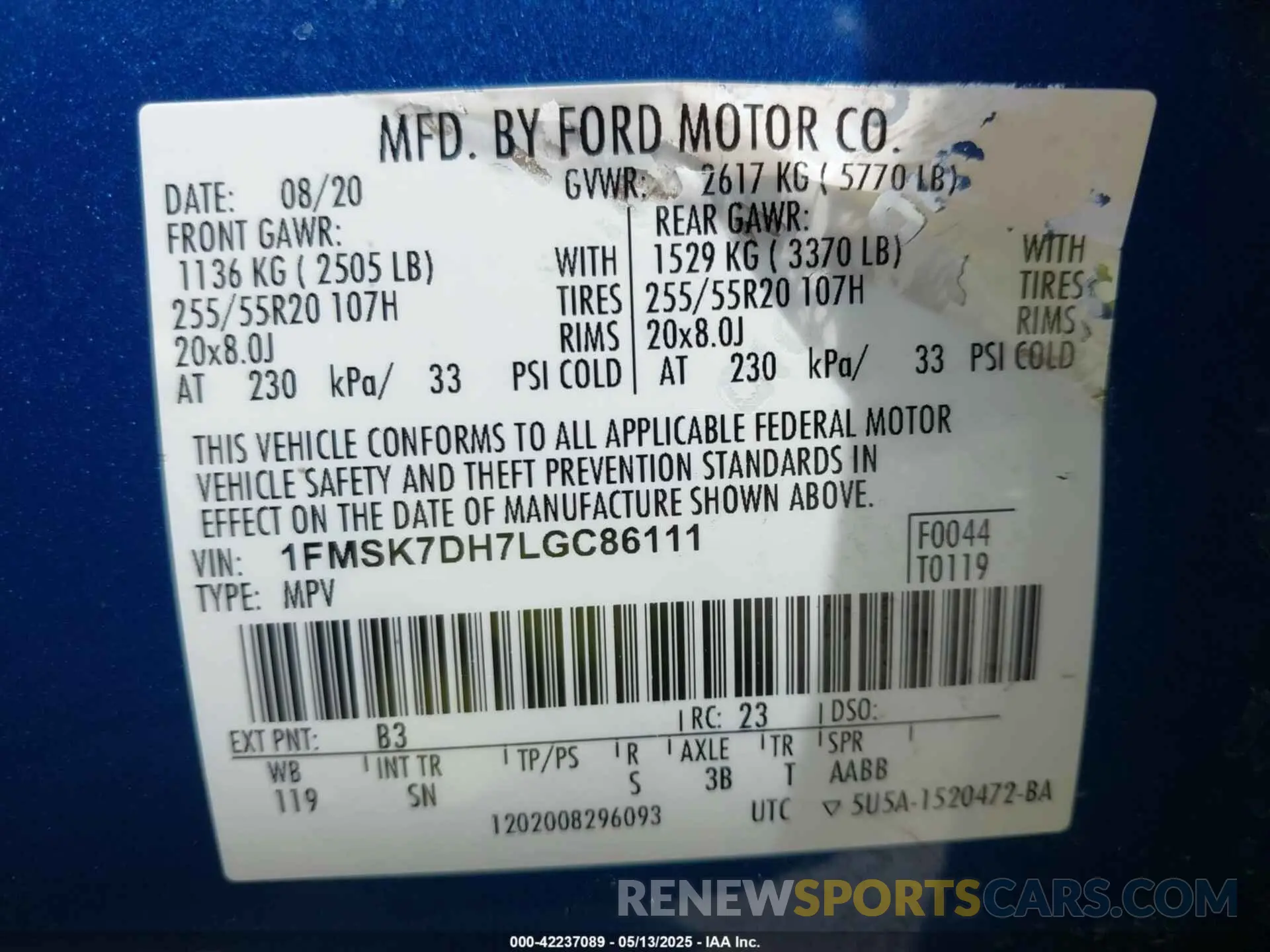 9 fotografías del automóvil dañado 1FMSK7DH7LGC86111 FORD EXPLORER 2020