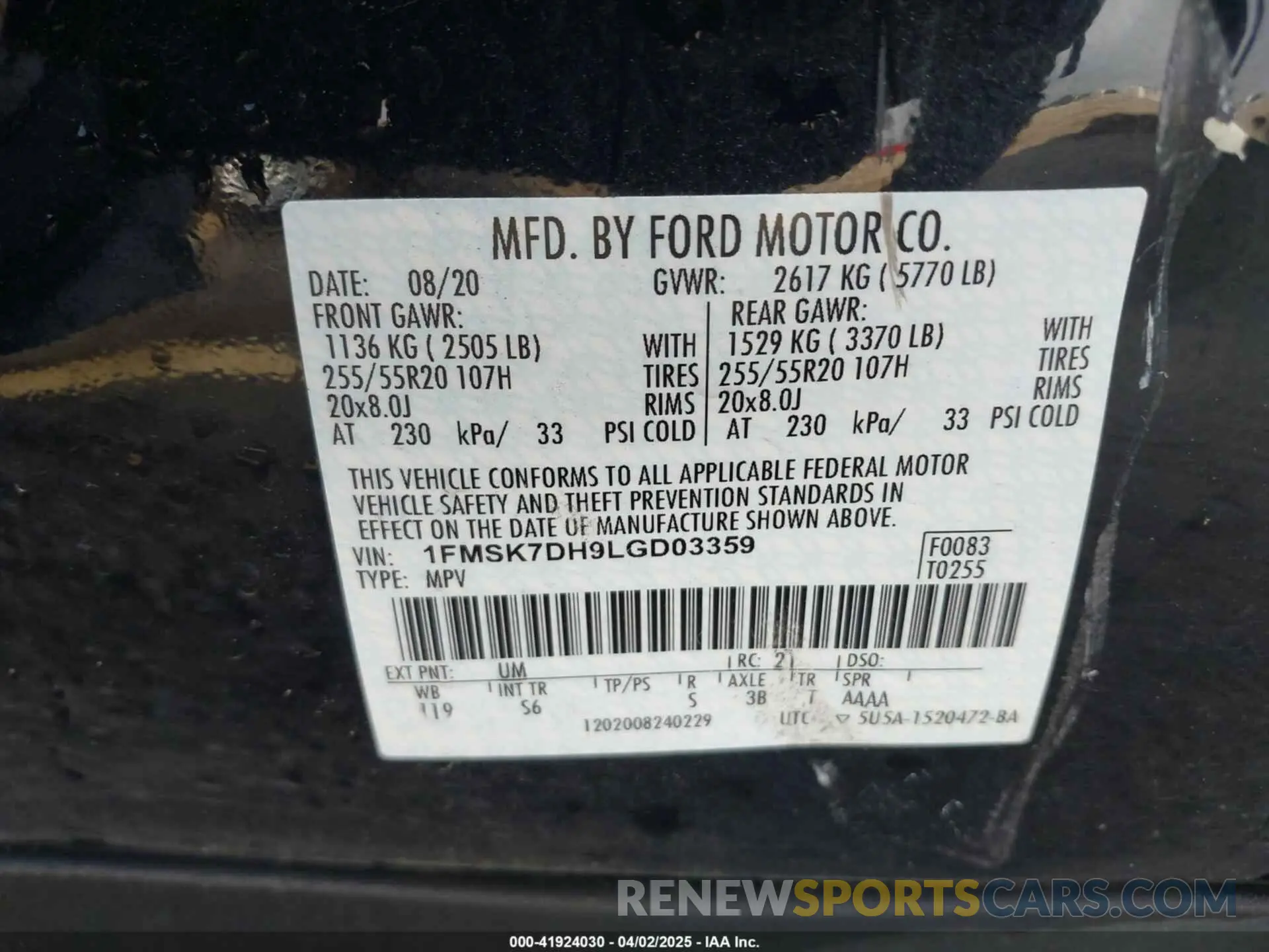 9 fotografías del automóvil dañado 1FMSK7DH9LGD03359 FORD EXPLORER 2020