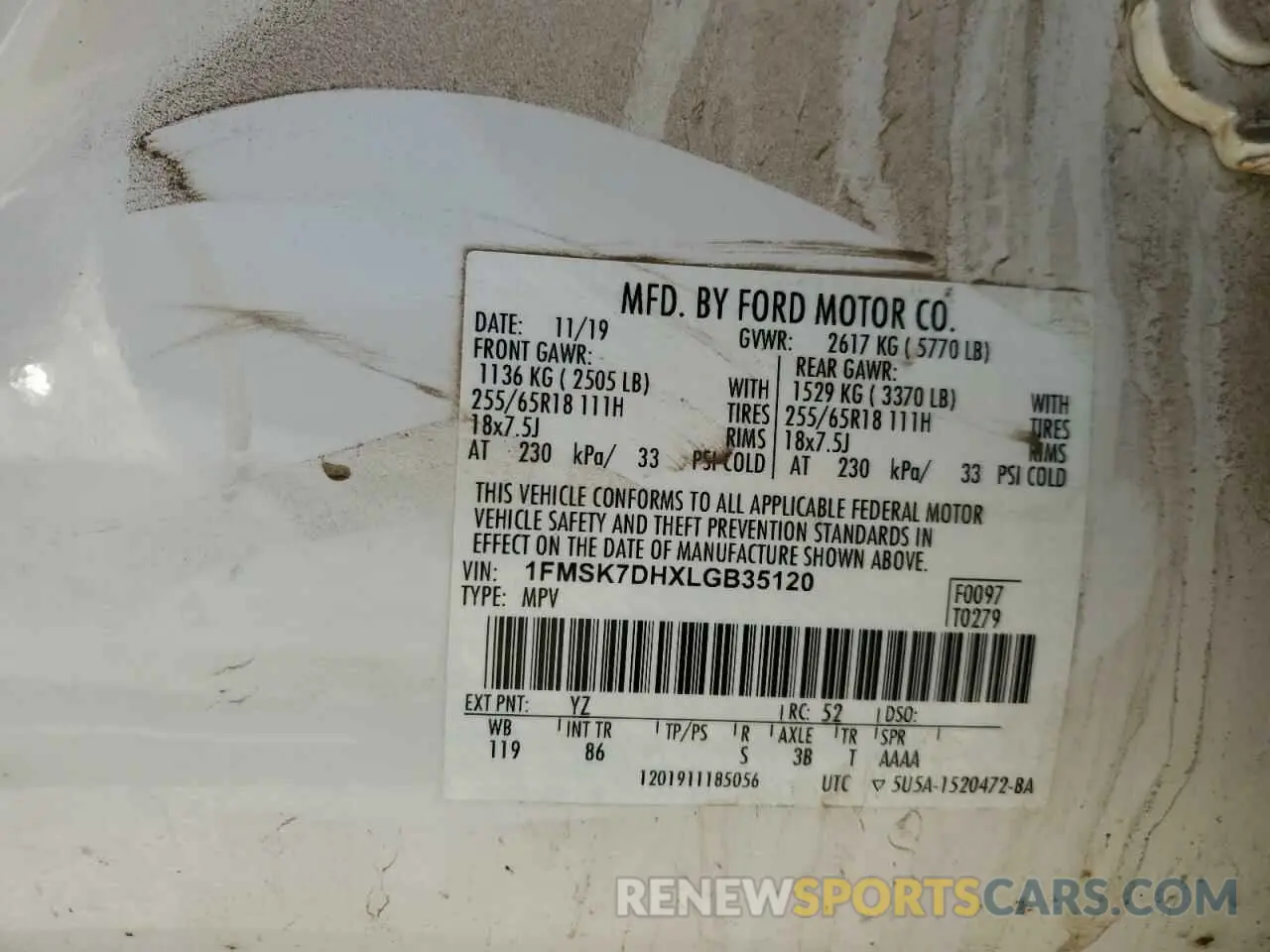 13 fotografías del automóvil dañado 1FMSK7DHXLGB35120 FORD EXPLORER 2020