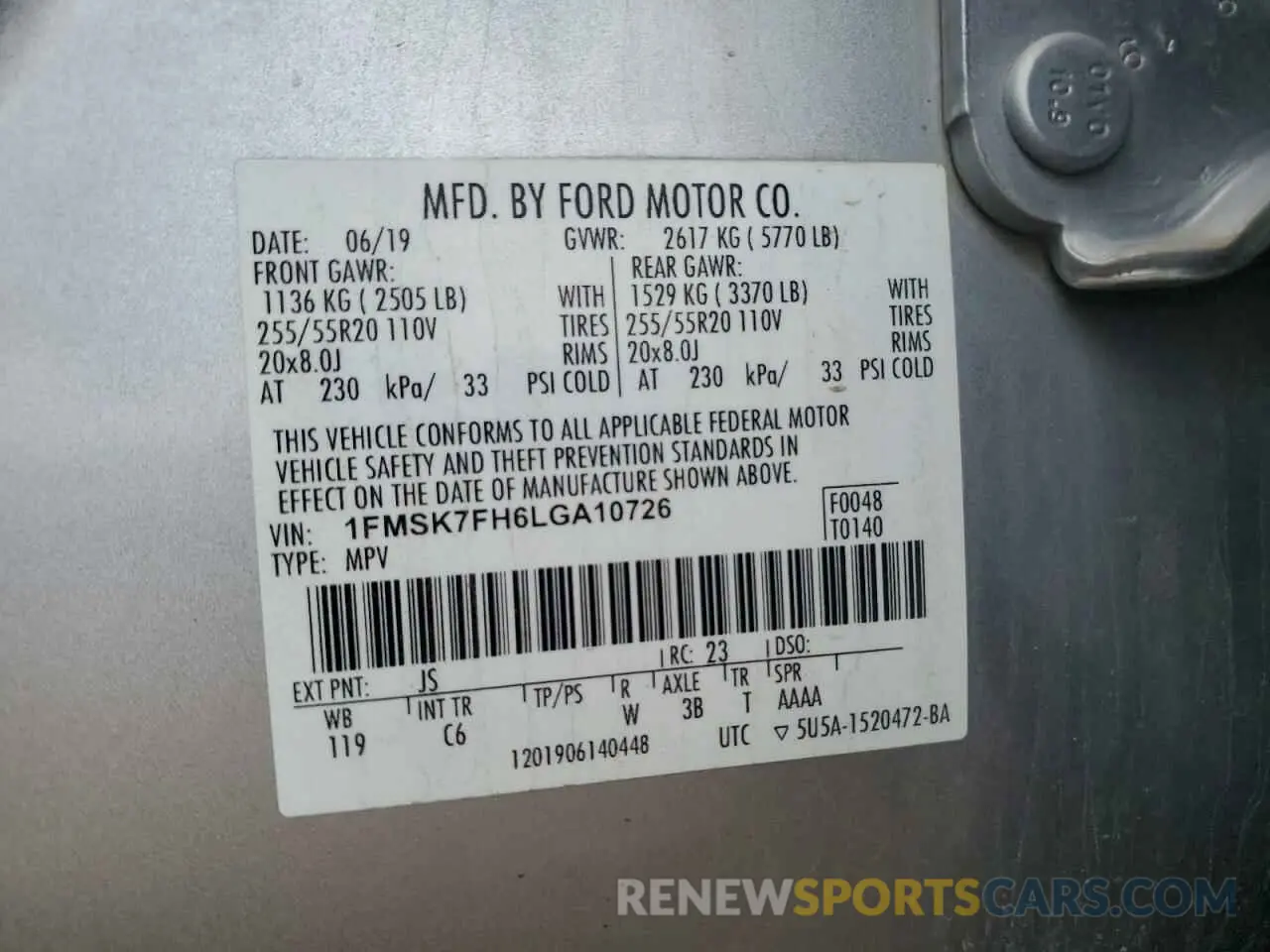 13 fotografías del automóvil dañado 1FMSK7FH6LGA10726 FORD EXPLORER 2020