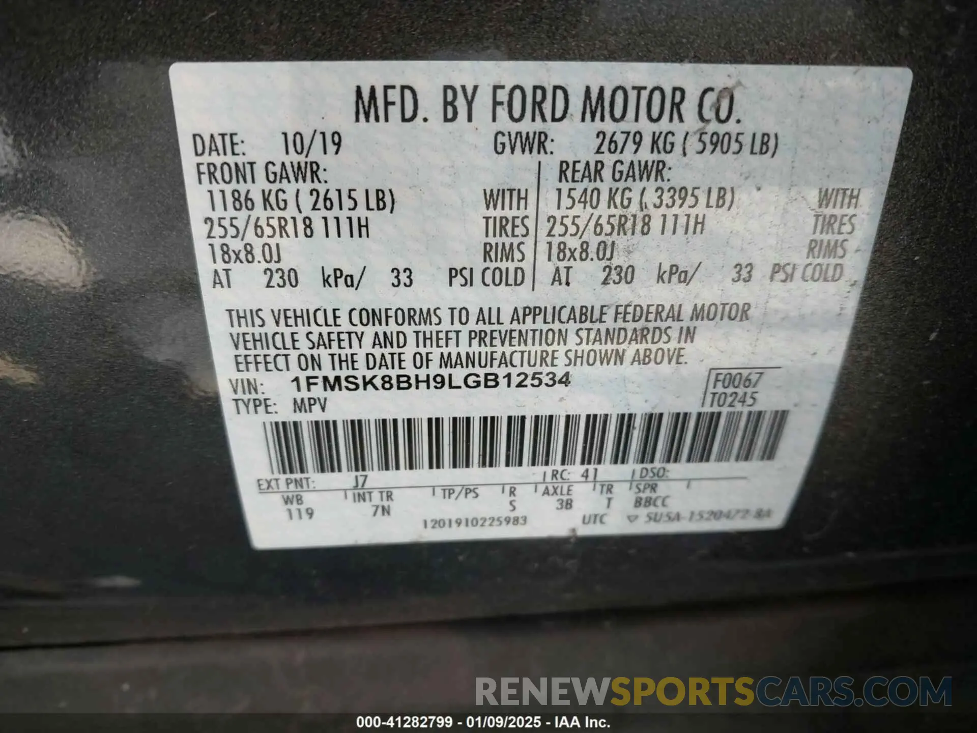 9 fotografías del automóvil dañado 1FMSK8BH9LGB12534 FORD EXPLORER 2020