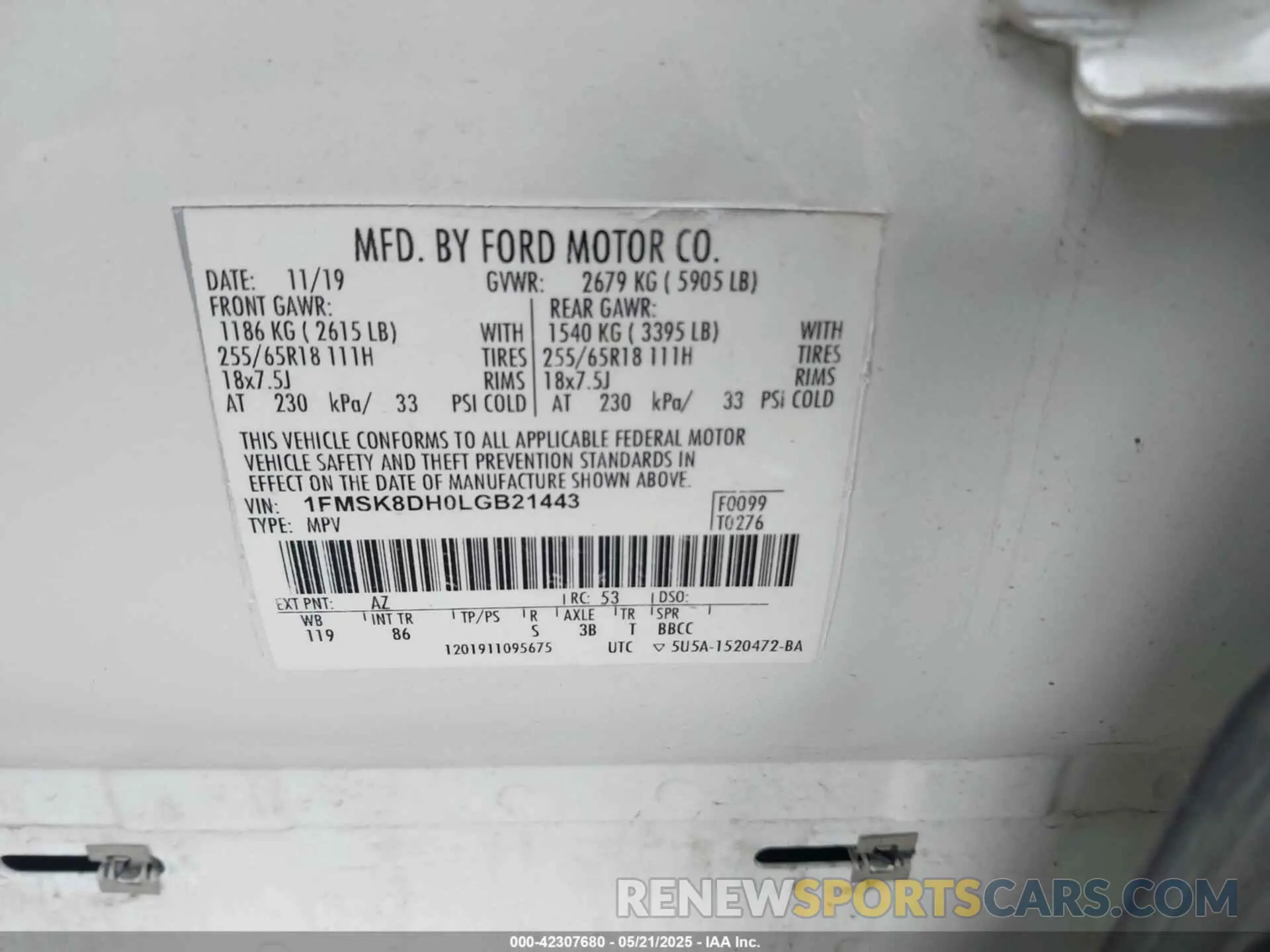 9 fotografías del automóvil dañado 1FMSK8DH0LGB21443 FORD EXPLORER 2020