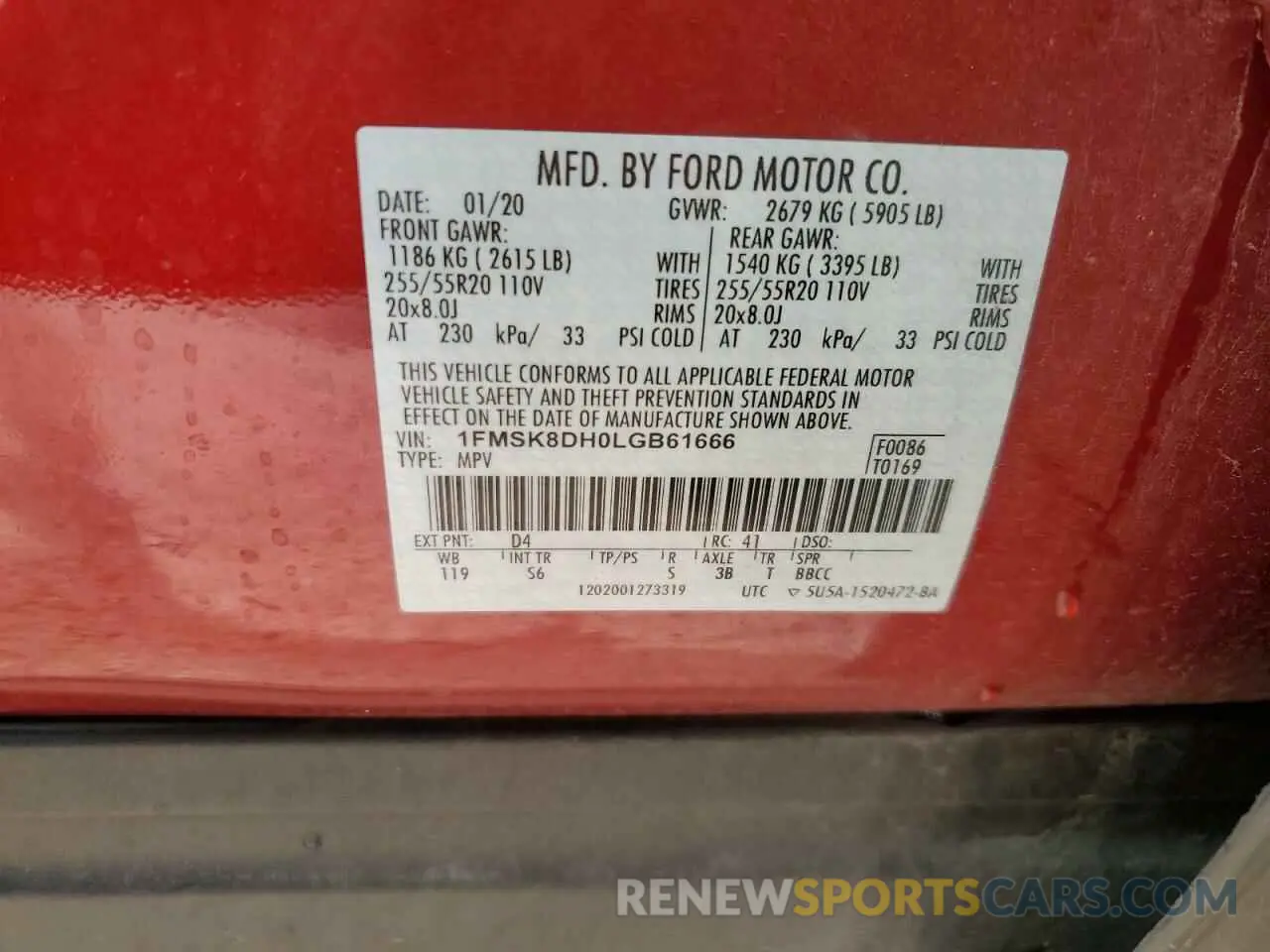 13 fotografías del automóvil dañado 1FMSK8DH0LGB61666 FORD EXPLORER 2020