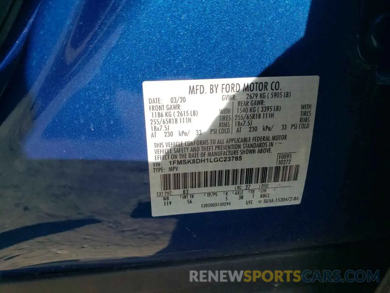 13 fotografías del automóvil dañado 1FMSK8DH1LGC23785 FORD EXPLORER 2020