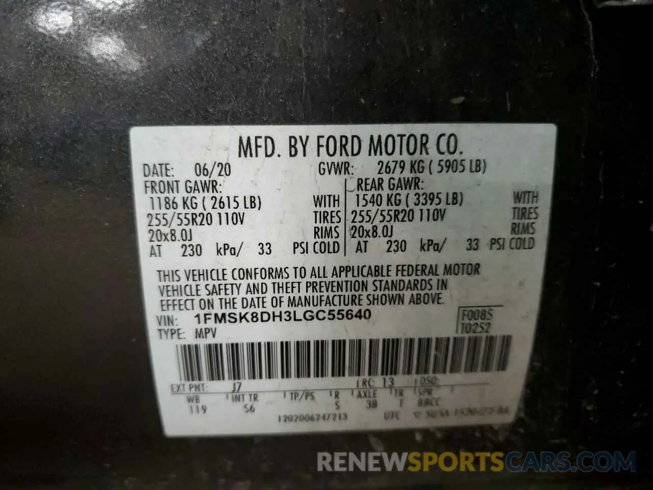 14 fotografías del automóvil dañado 1FMSK8DH3LGC55640 FORD EXPLORER 2020