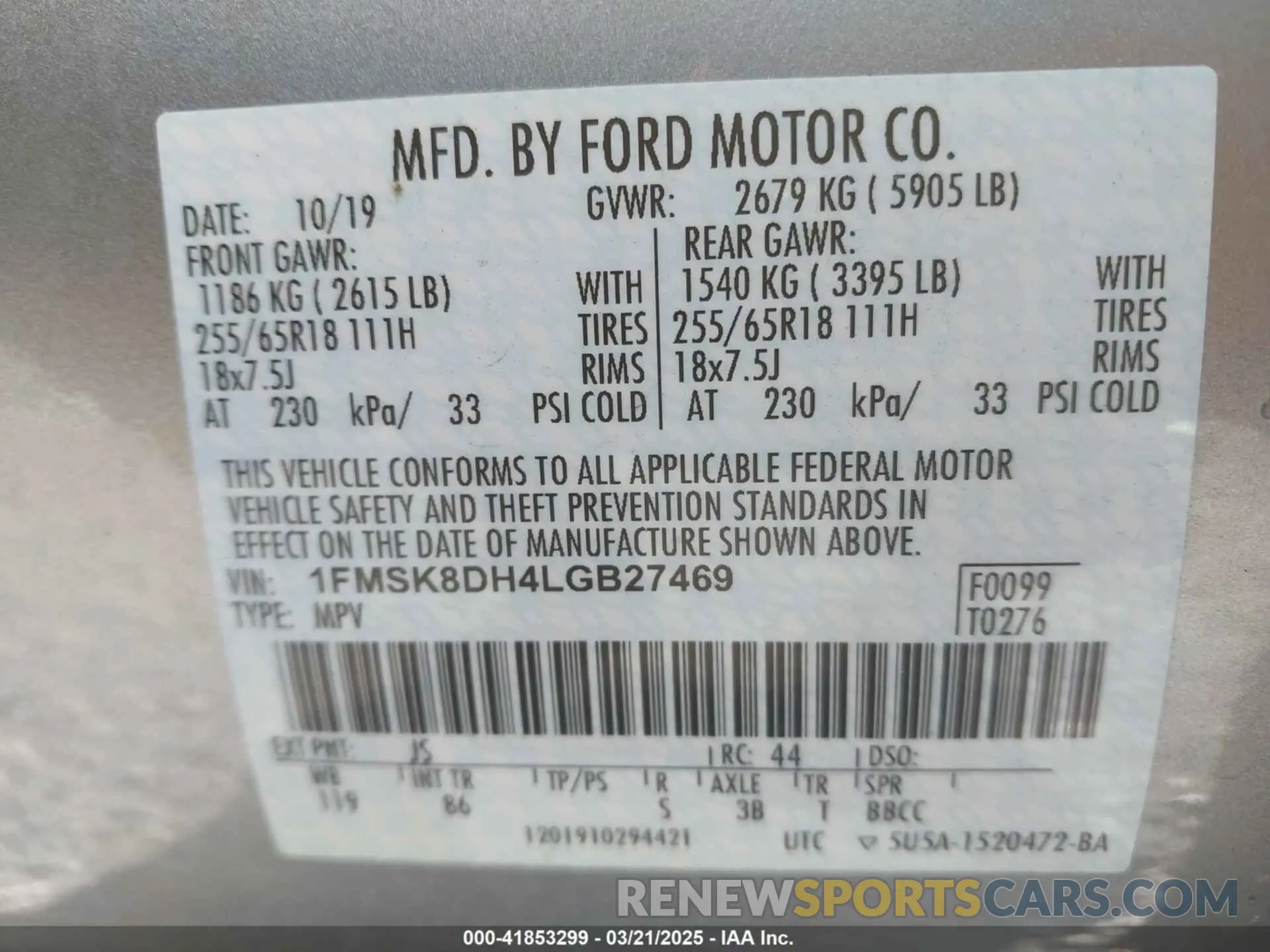9 fotografías del automóvil dañado 1FMSK8DH4LGB27469 FORD EXPLORER 2020
