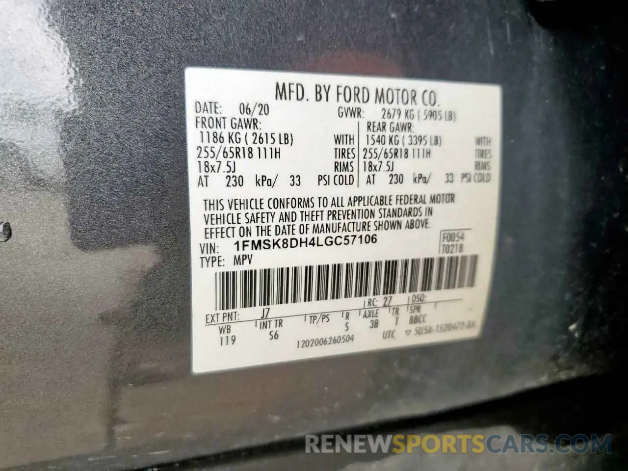 13 fotografías del automóvil dañado 1FMSK8DH4LGC57106 FORD EXPLORER 2020