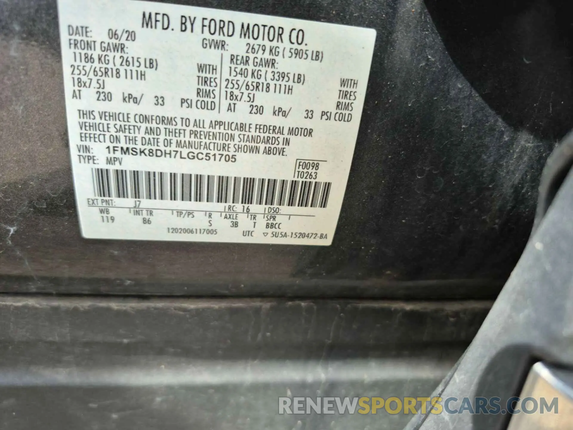 20 fotografías del automóvil dañado 1FMSK8DH7LGC51705 FORD EXPLORER 2020