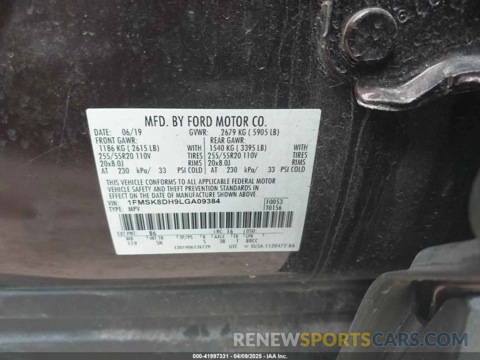 9 fotografías del automóvil dañado 1FMSK8DH9LGA09384 FORD EXPLORER 2020