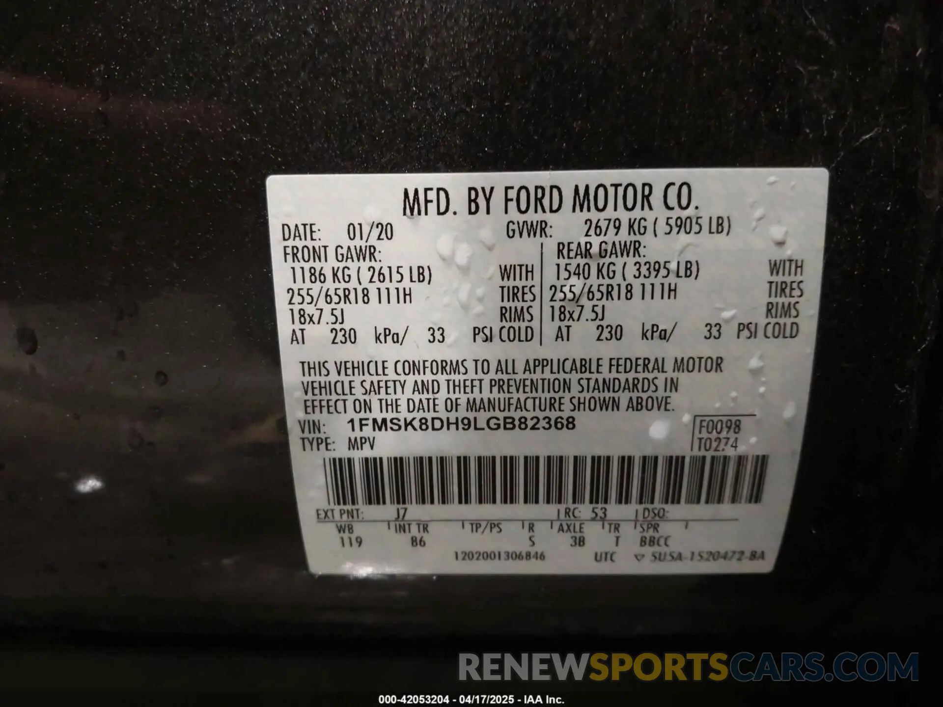 9 fotografías del automóvil dañado 1FMSK8DH9LGB82368 FORD EXPLORER 2020