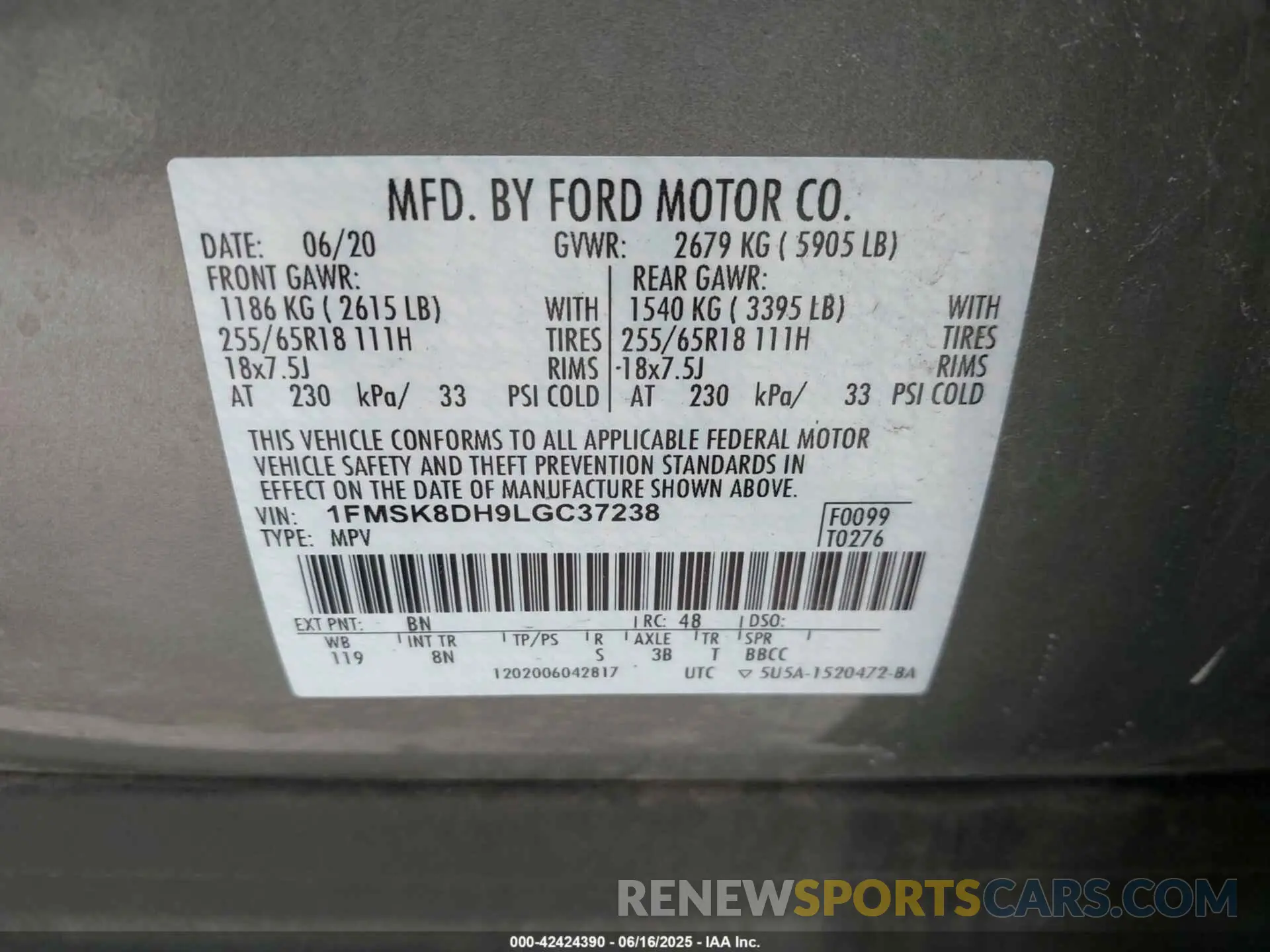 9 fotografías del automóvil dañado 1FMSK8DH9LGC37238 FORD EXPLORER 2020