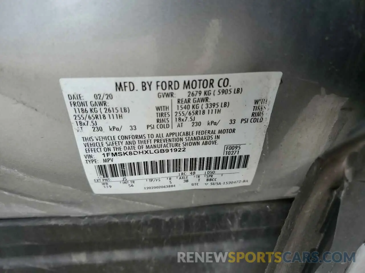 15 fotografías del automóvil dañado 1FMSK8DHXLGB91922 FORD EXPLORER 2020