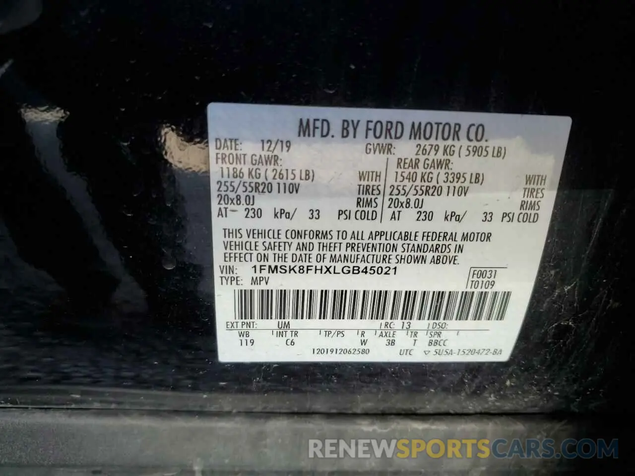 14 fotografías del automóvil dañado 1FMSK8FHXLGB45021 FORD EXPLORER 2020