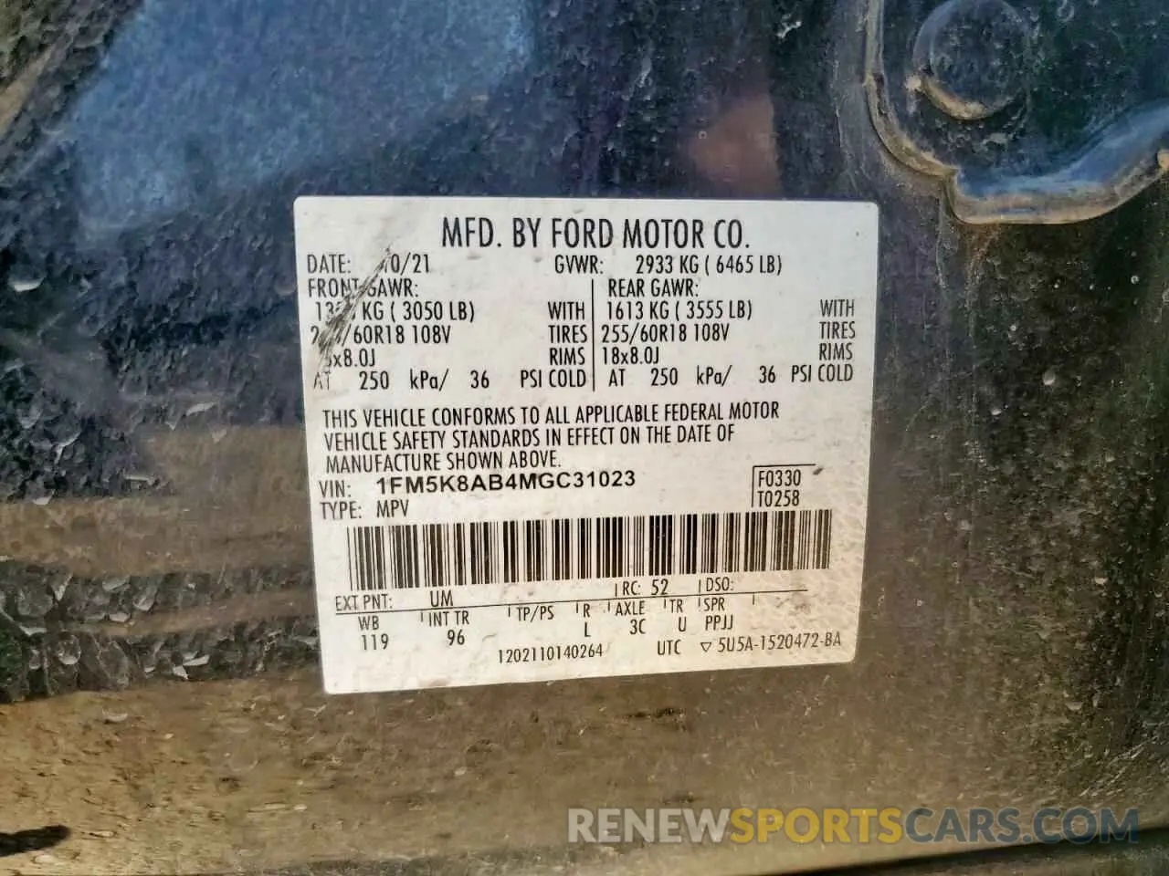 14 fotografías del automóvil dañado 1FM5K8AB4MGC31023 FORD EXPLORER 2021
