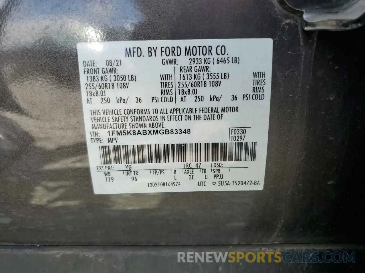 12 fotografías del automóvil dañado 1FM5K8ABXMGB83348 FORD EXPLORER 2021