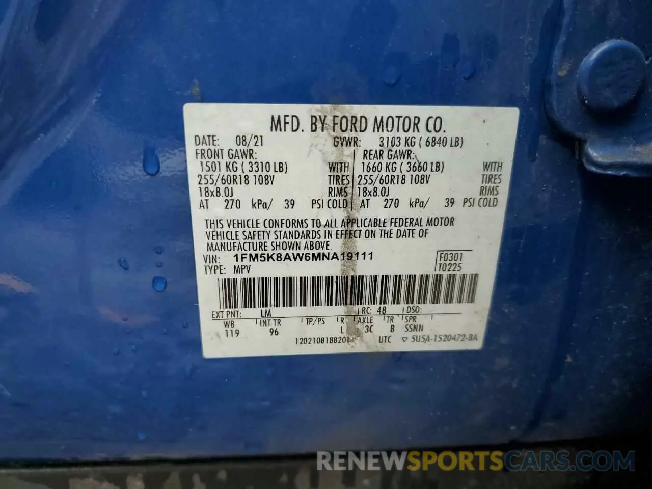 14 fotografías del automóvil dañado 1FM5K8AW6MNA19111 FORD EXPLORER 2021