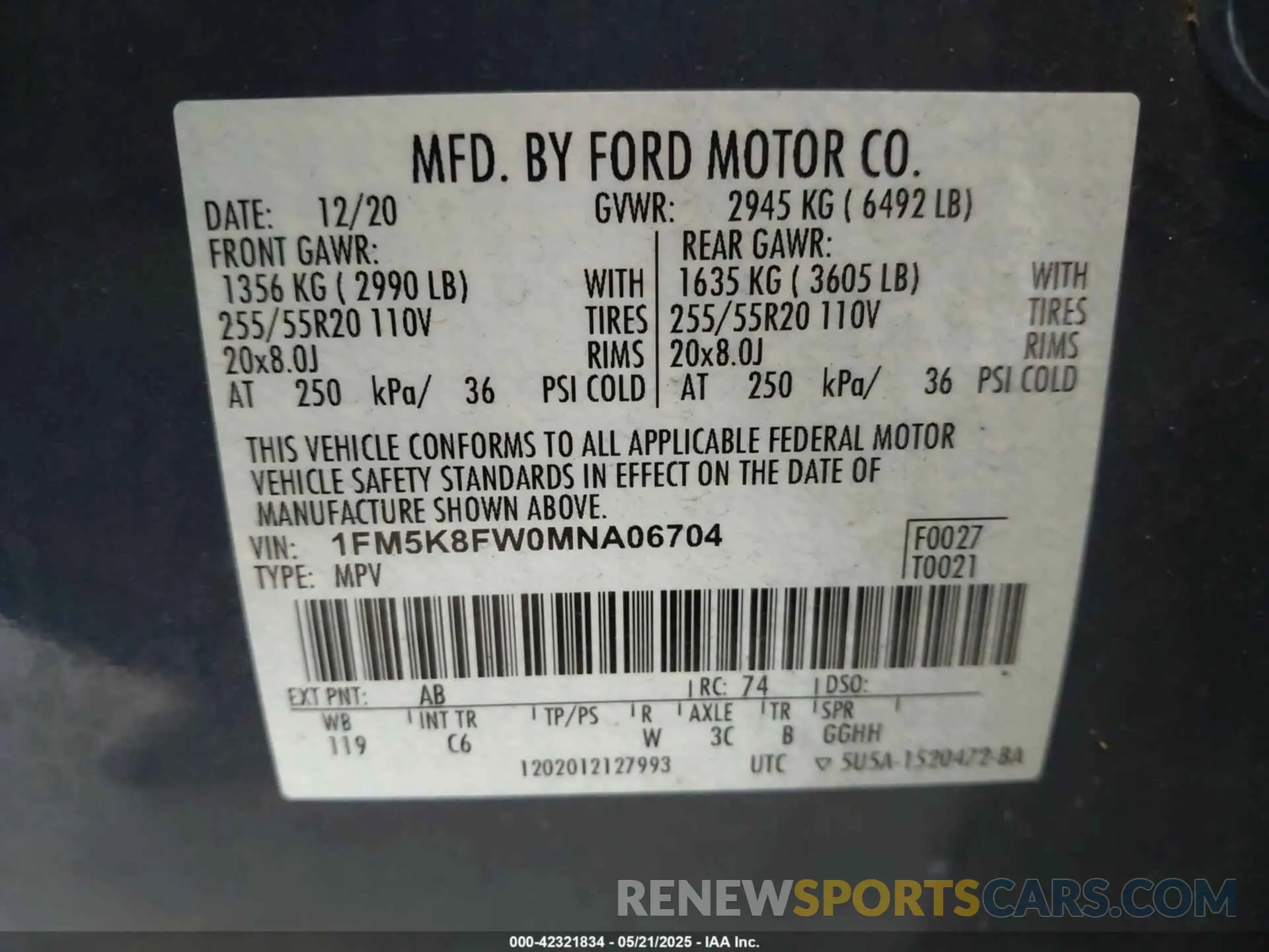 9 fotografías del automóvil dañado 1FM5K8FW0MNA06704 FORD EXPLORER 2021