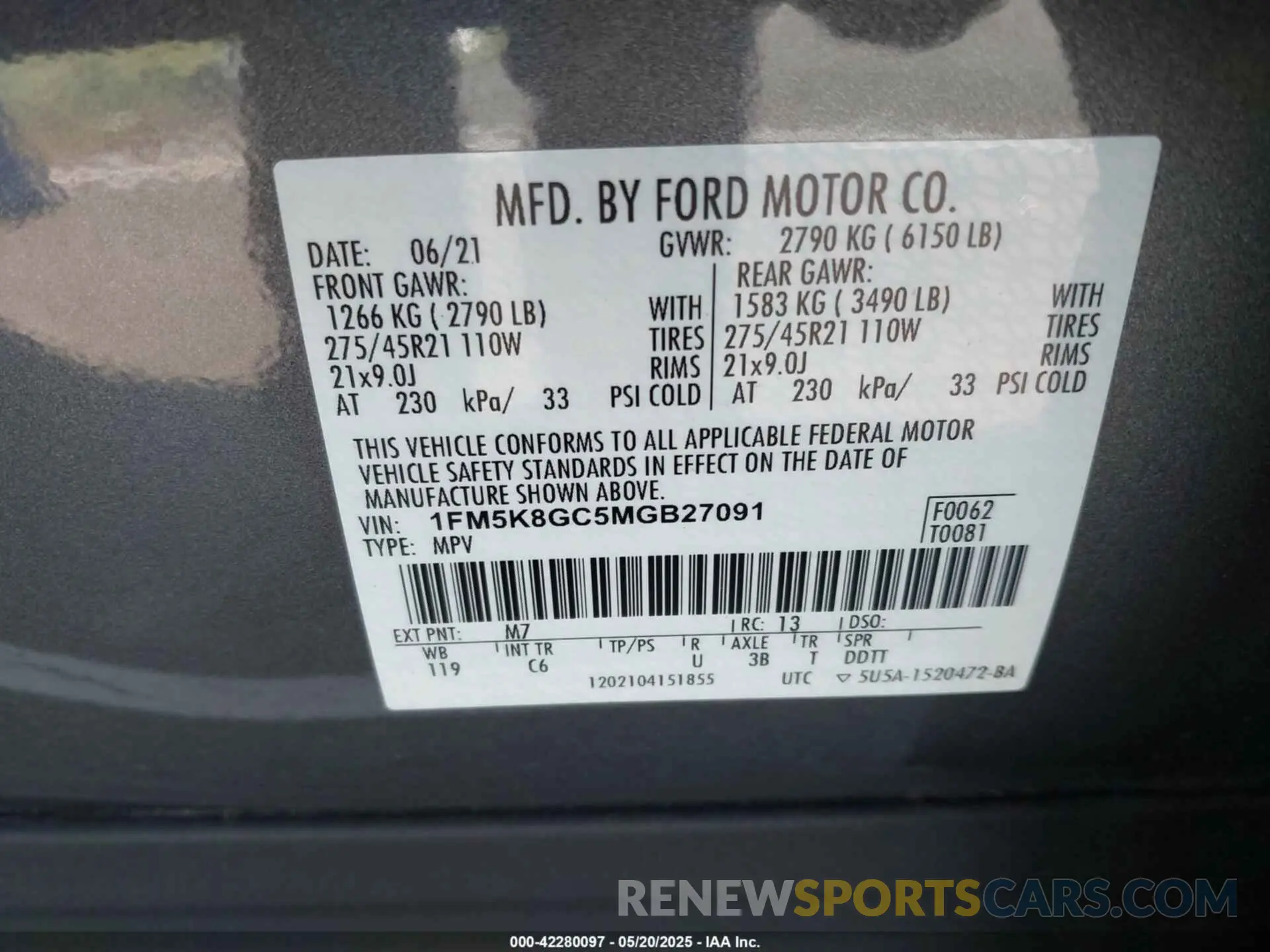 9 fotografías del automóvil dañado 1FM5K8GC5MGB27091 FORD EXPLORER 2021