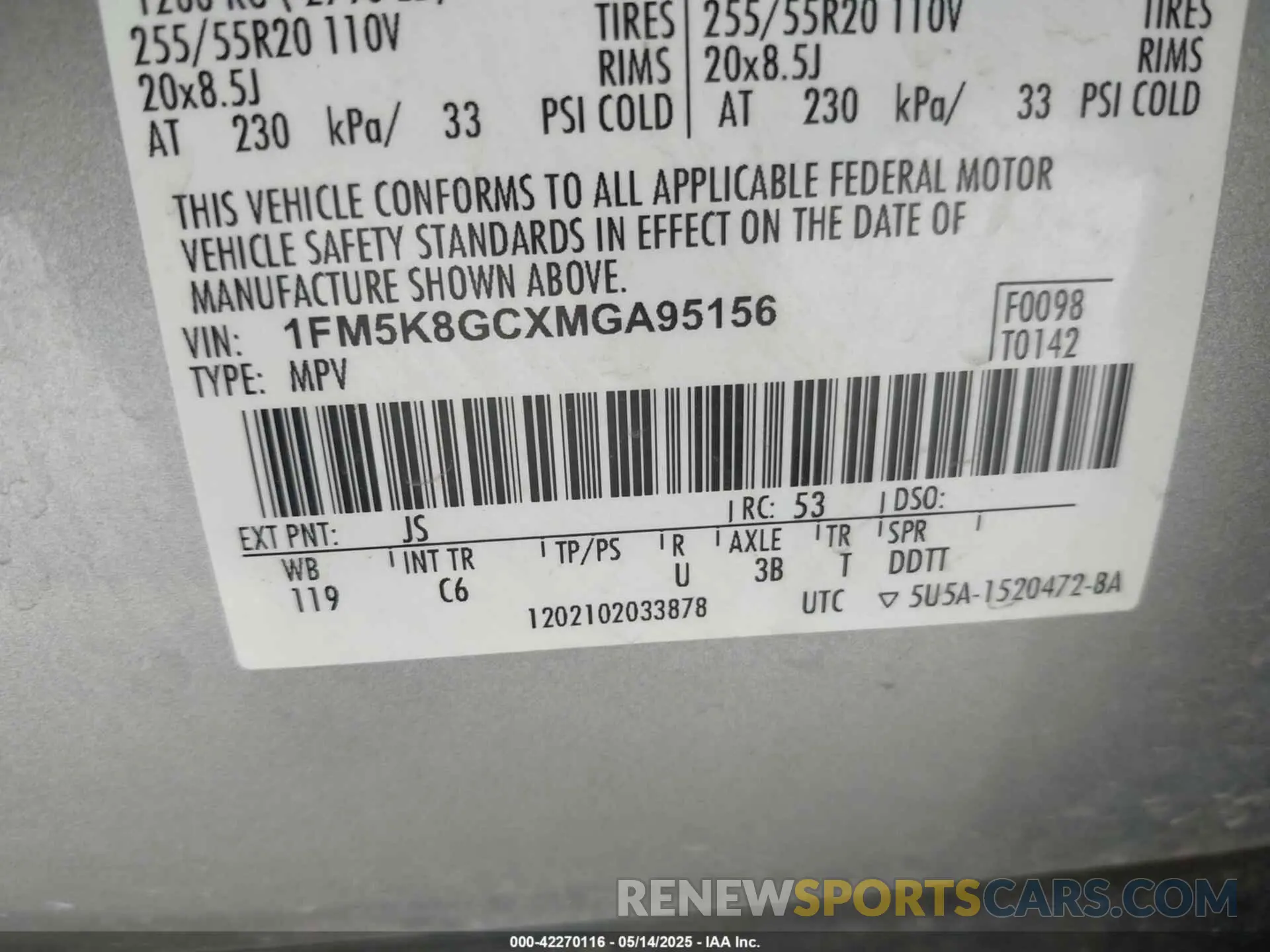 9 fotografías del automóvil dañado 1FM5K8GCXMGA95156 FORD EXPLORER 2021