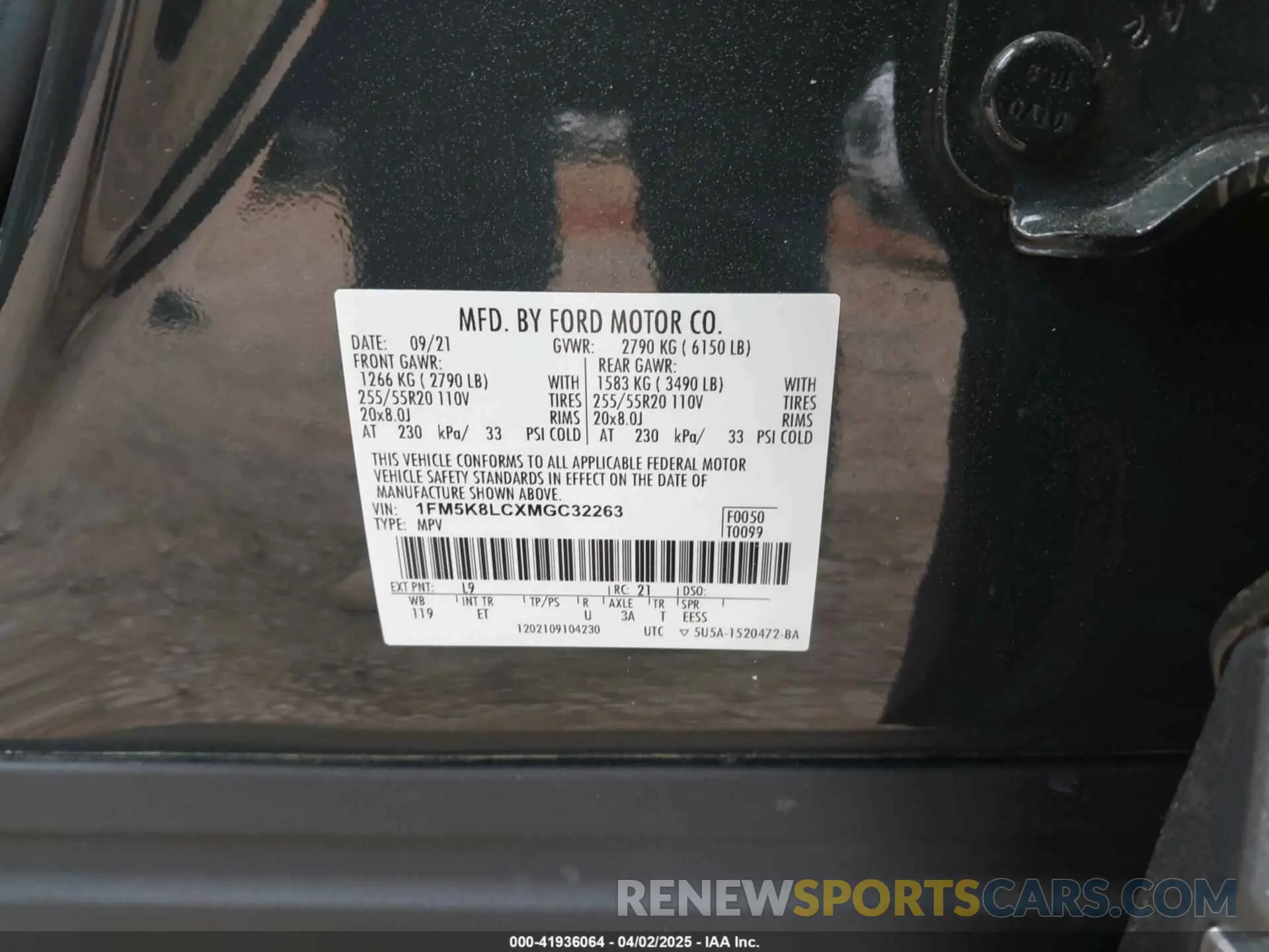 9 fotografías del automóvil dañado 1FM5K8LCXMGC32263 FORD EXPLORER 2021