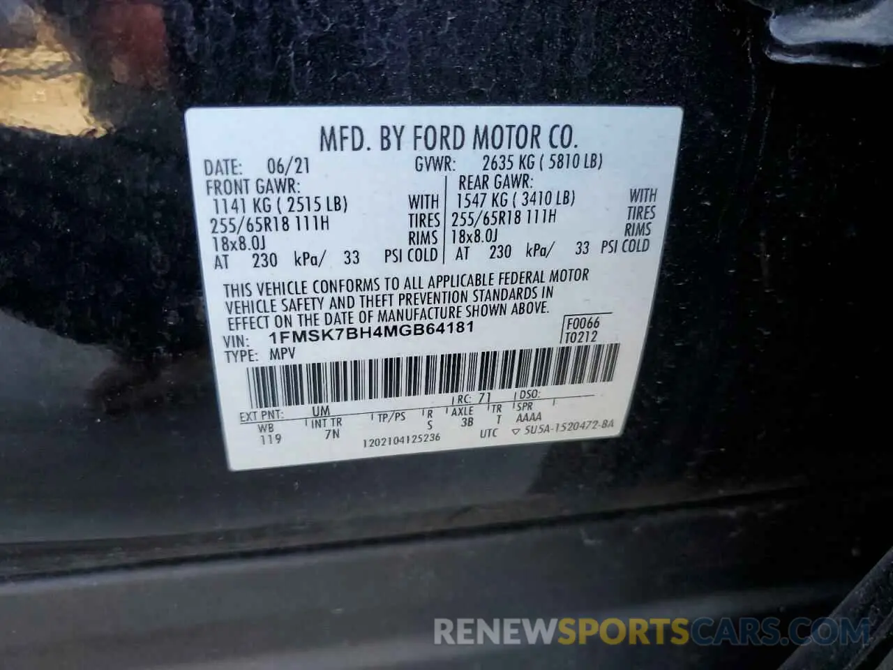 13 fotografías del automóvil dañado 1FMSK7BH4MGB64181 FORD EXPLORER 2021