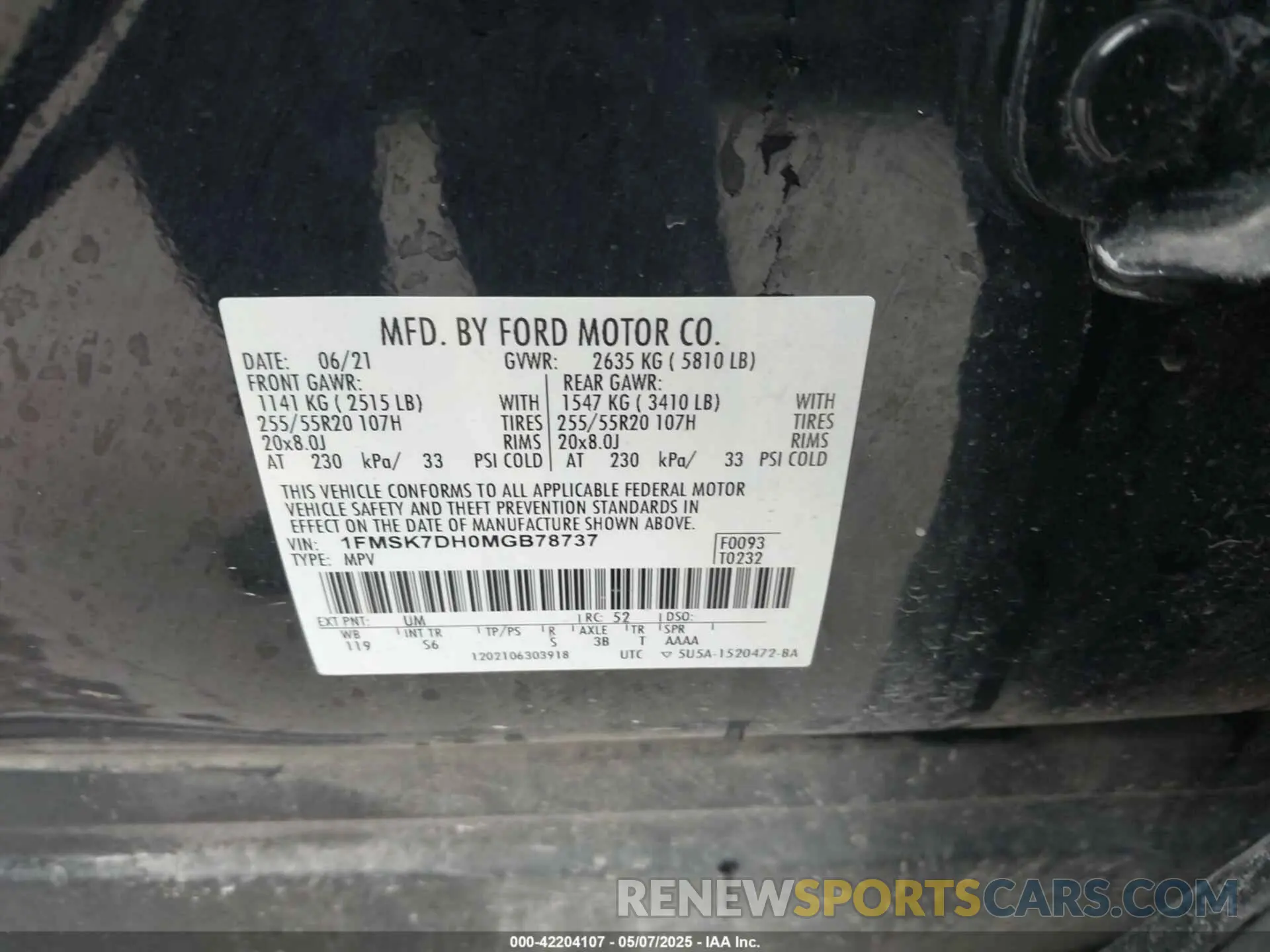 9 fotografías del automóvil dañado 1FMSK7DH0MGB78737 FORD EXPLORER 2021
