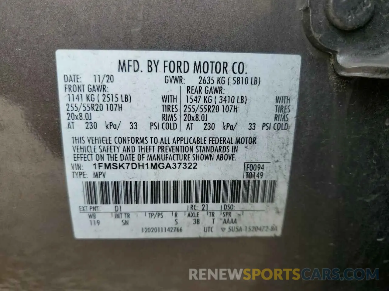 13 fotografías del automóvil dañado 1FMSK7DH1MGA37322 FORD EXPLORER 2021