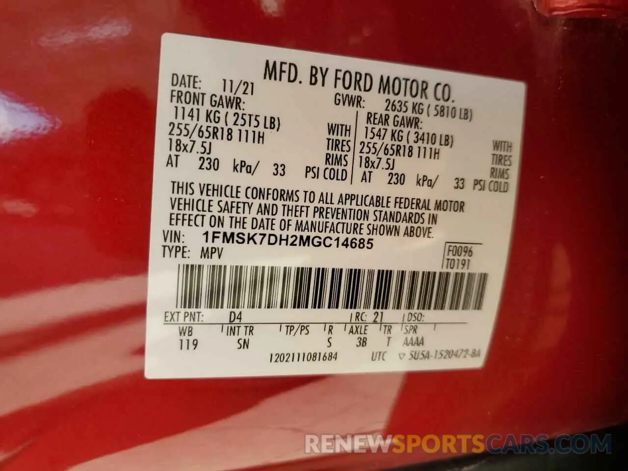 13 fotografías del automóvil dañado 1FMSK7DH2MGC14685 FORD EXPLORER 2021