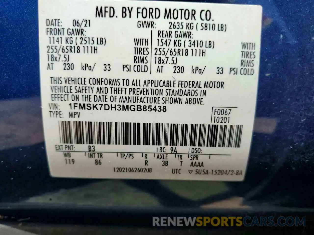 13 fotografías del automóvil dañado 1FMSK7DH3MGB85438 FORD EXPLORER 2021