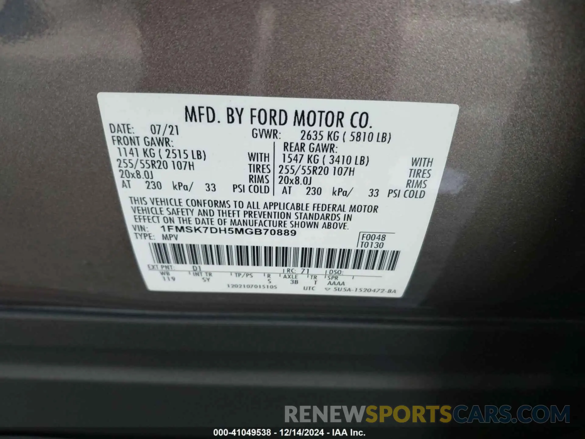9 fotografías del automóvil dañado 1FMSK7DH5MGB70889 FORD EXPLORER 2021