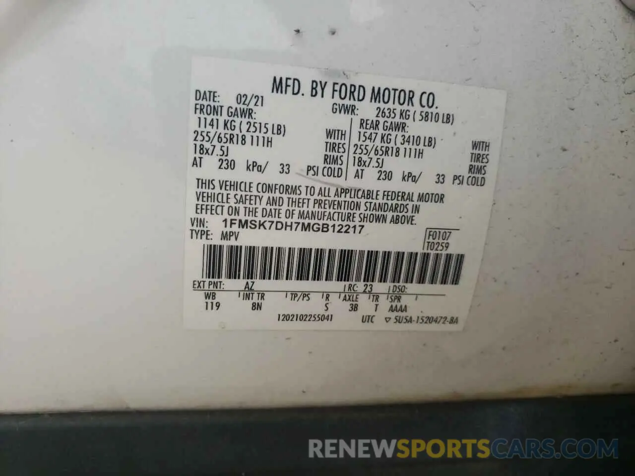13 fotografías del automóvil dañado 1FMSK7DH7MGB12217 FORD EXPLORER 2021