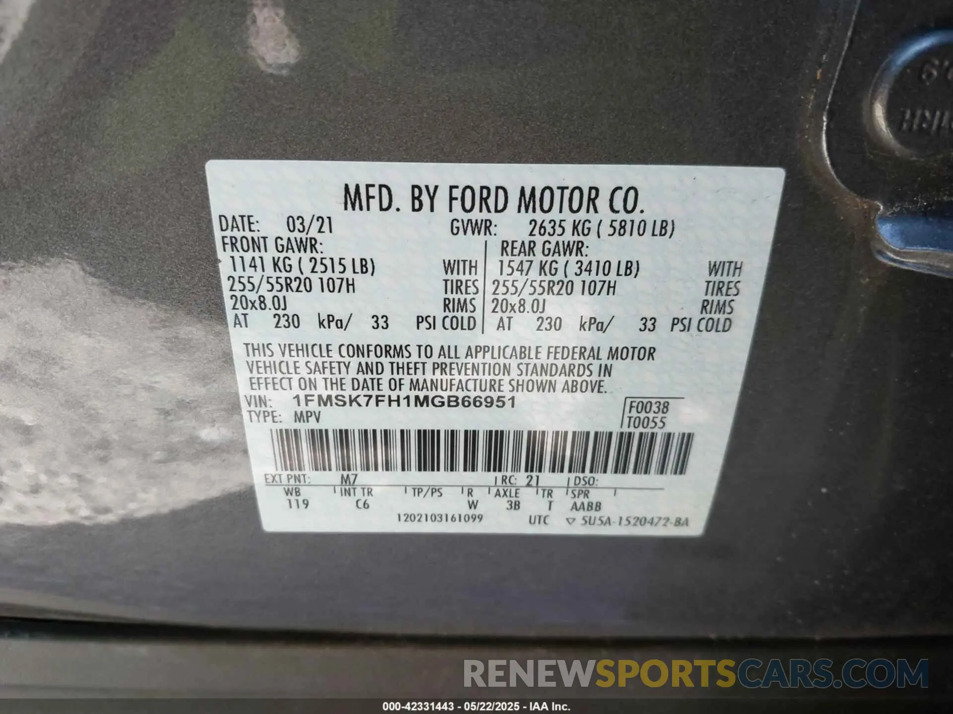9 fotografías del automóvil dañado 1FMSK7FH1MGB66951 FORD EXPLORER 2021