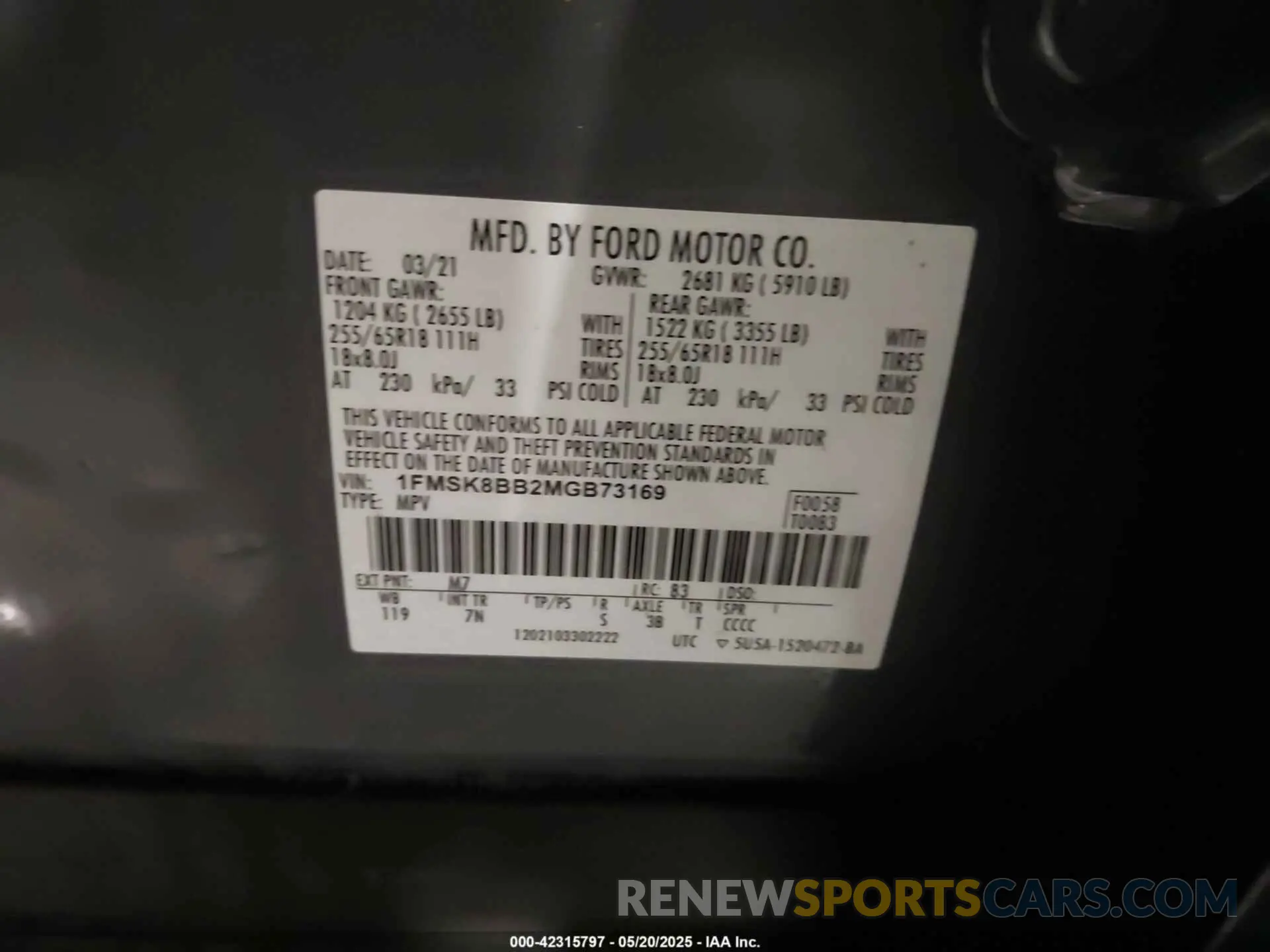 9 fotografías del automóvil dañado 1FMSK8BB2MGB73169 FORD EXPLORER 2021