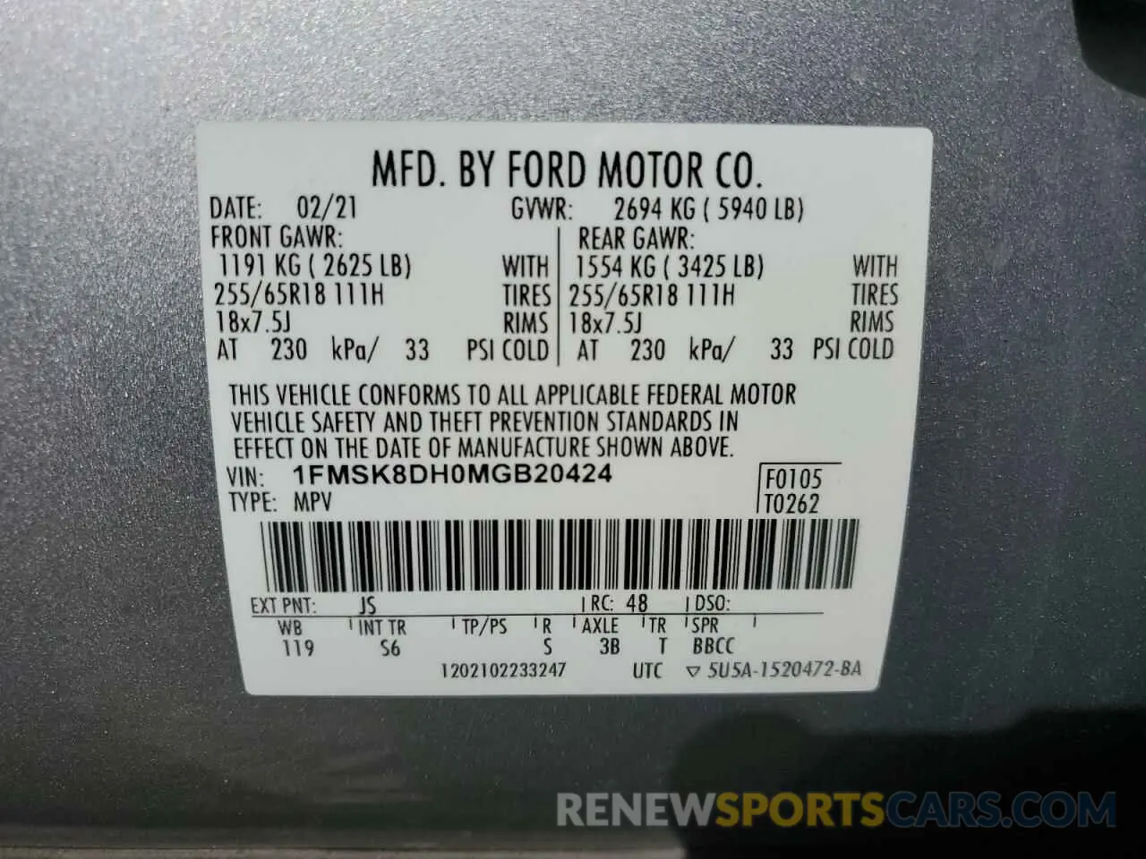 13 fotografías del automóvil dañado 1FMSK8DH0MGB20424 FORD EXPLORER 2021