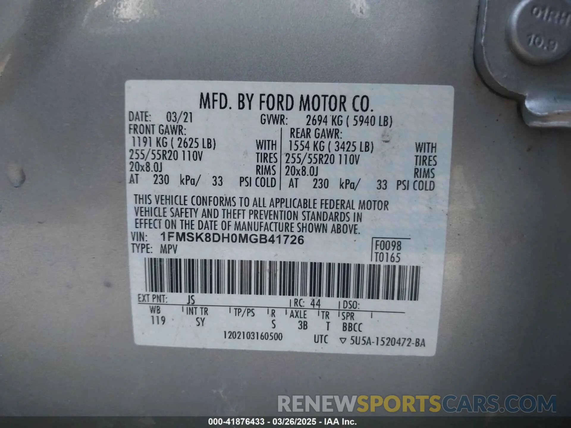 9 fotografías del automóvil dañado 1FMSK8DH0MGB41726 FORD EXPLORER 2021