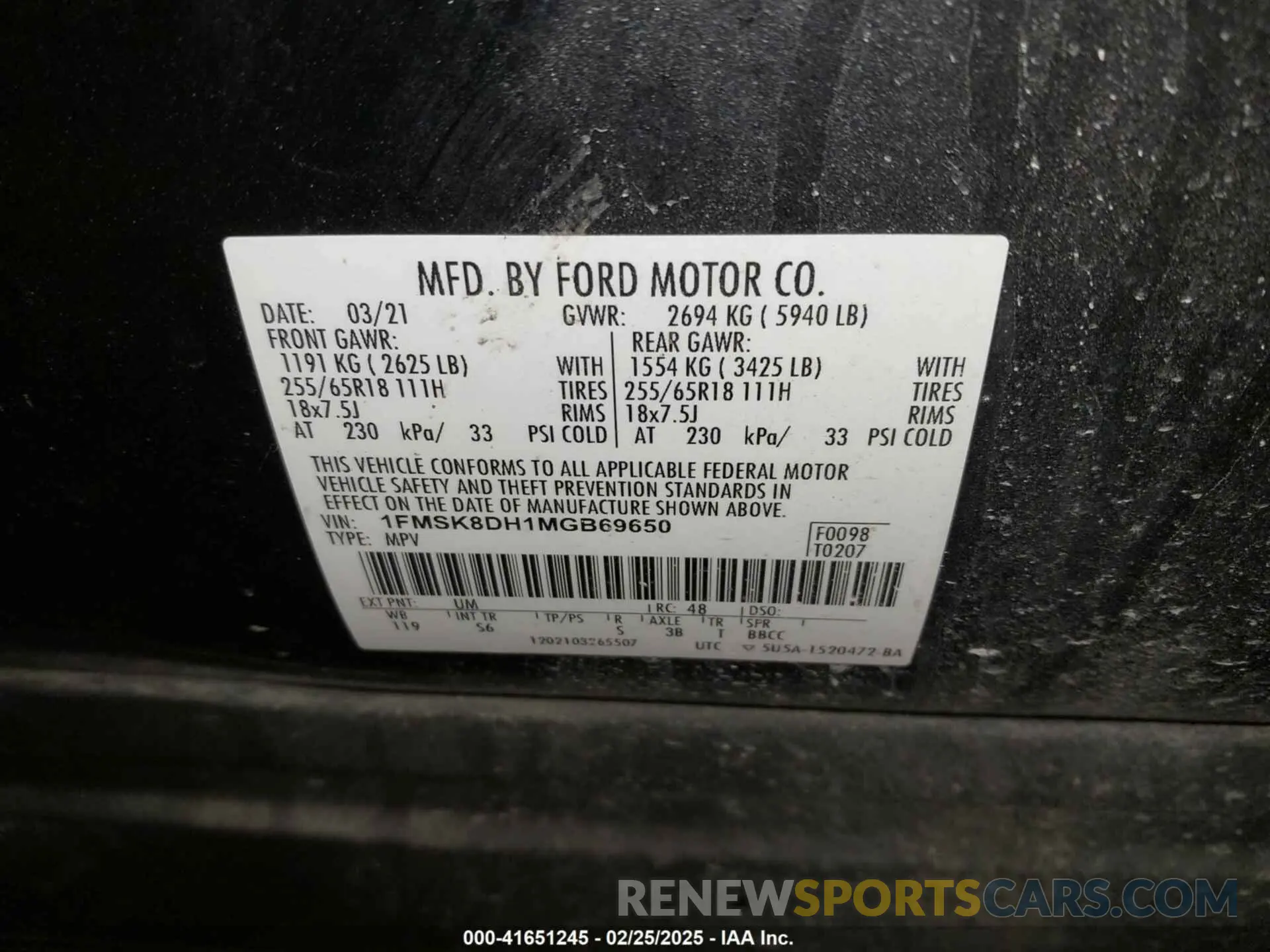 9 fotografías del automóvil dañado 1FMSK8DH1MGB69650 FORD EXPLORER 2021
