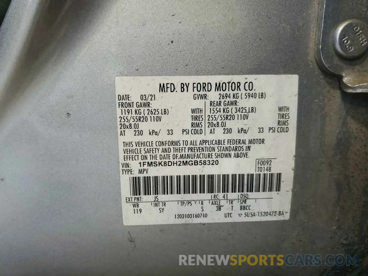14 fotografías del automóvil dañado 1FMSK8DH2MGB58320 FORD EXPLORER 2021
