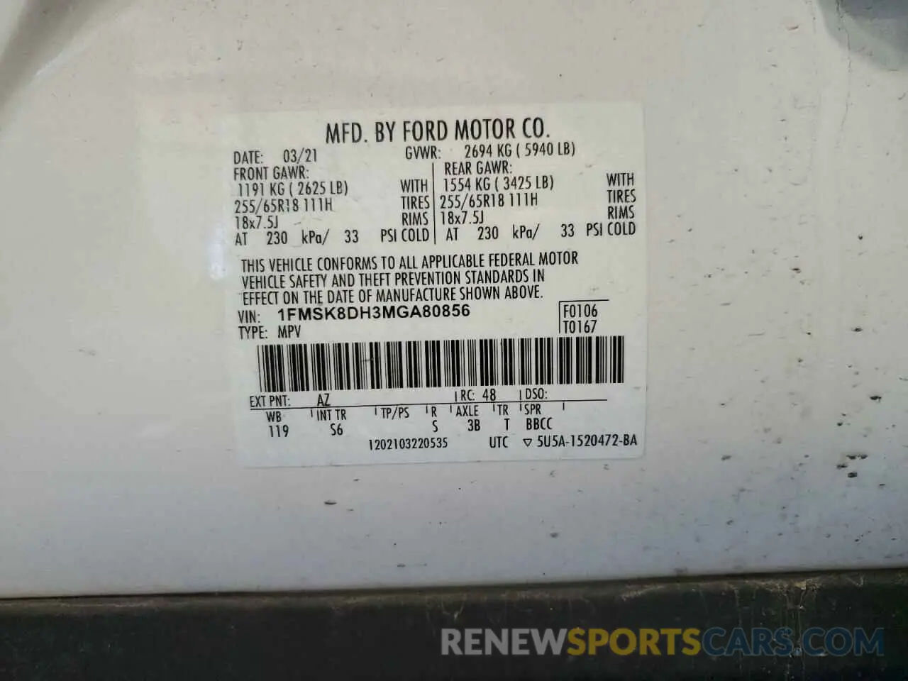 13 fotografías del automóvil dañado 1FMSK8DH3MGA80856 FORD EXPLORER 2021