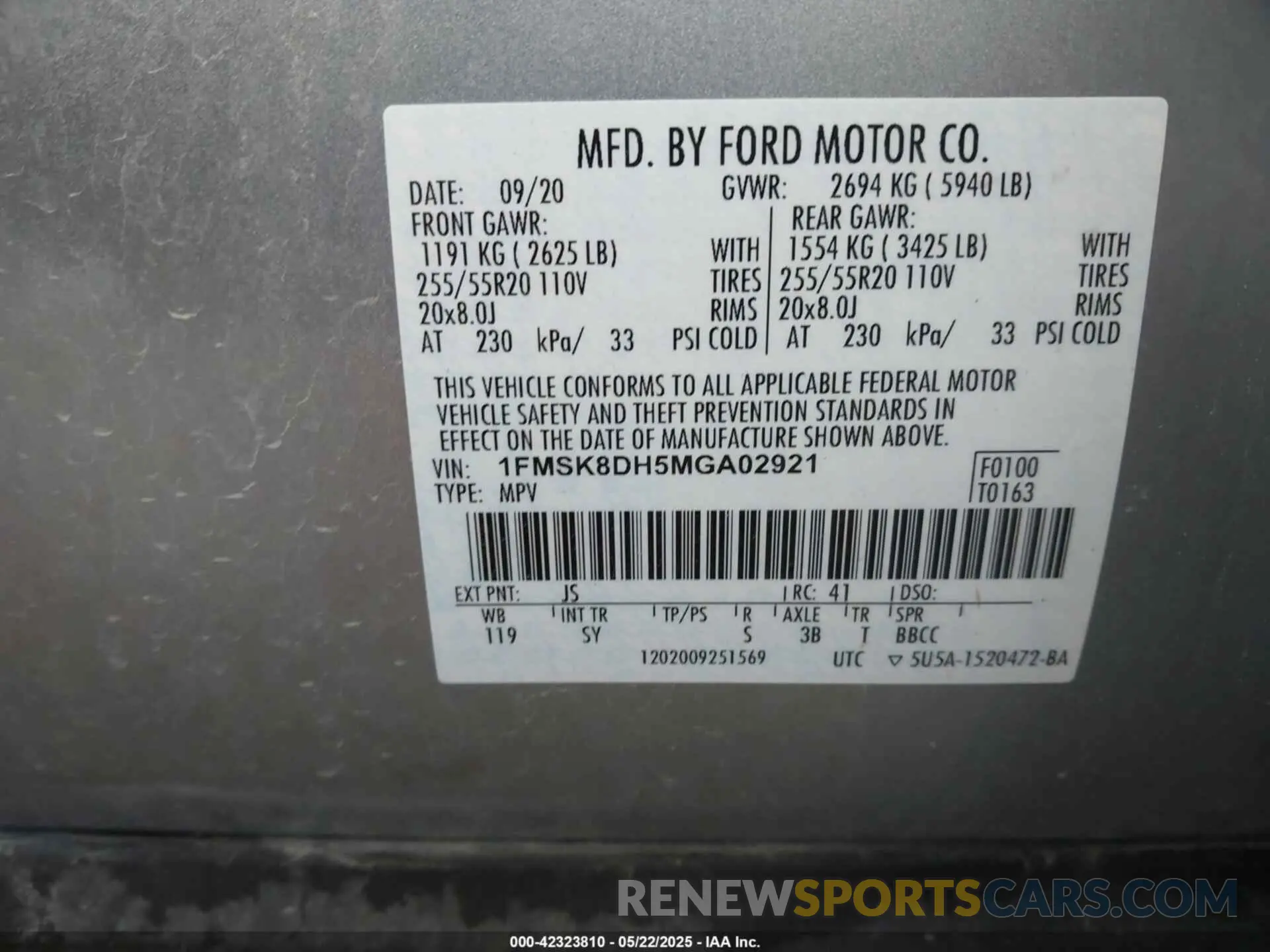 9 fotografías del automóvil dañado 1FMSK8DH5MGA02921 FORD EXPLORER 2021
