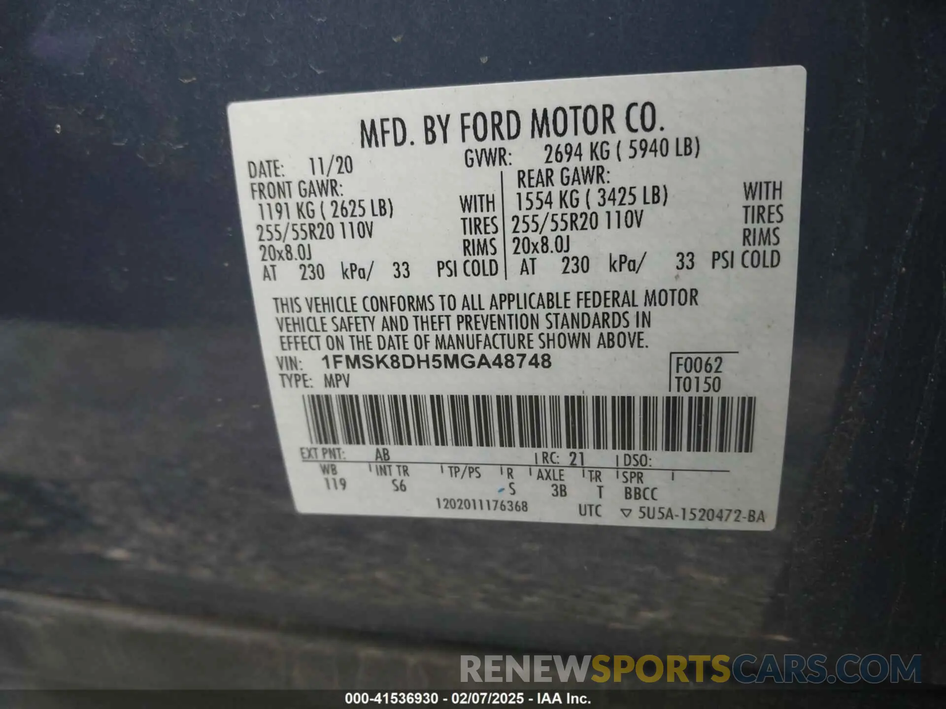 9 fotografías del automóvil dañado 1FMSK8DH5MGA48748 FORD EXPLORER 2021