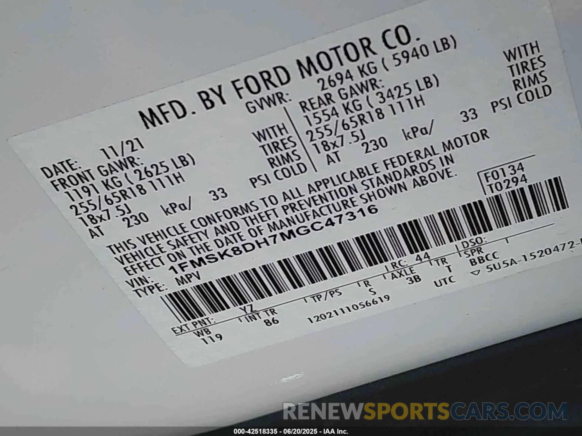 9 fotografías del automóvil dañado 1FMSK8DH7MGC47316 FORD EXPLORER 2021