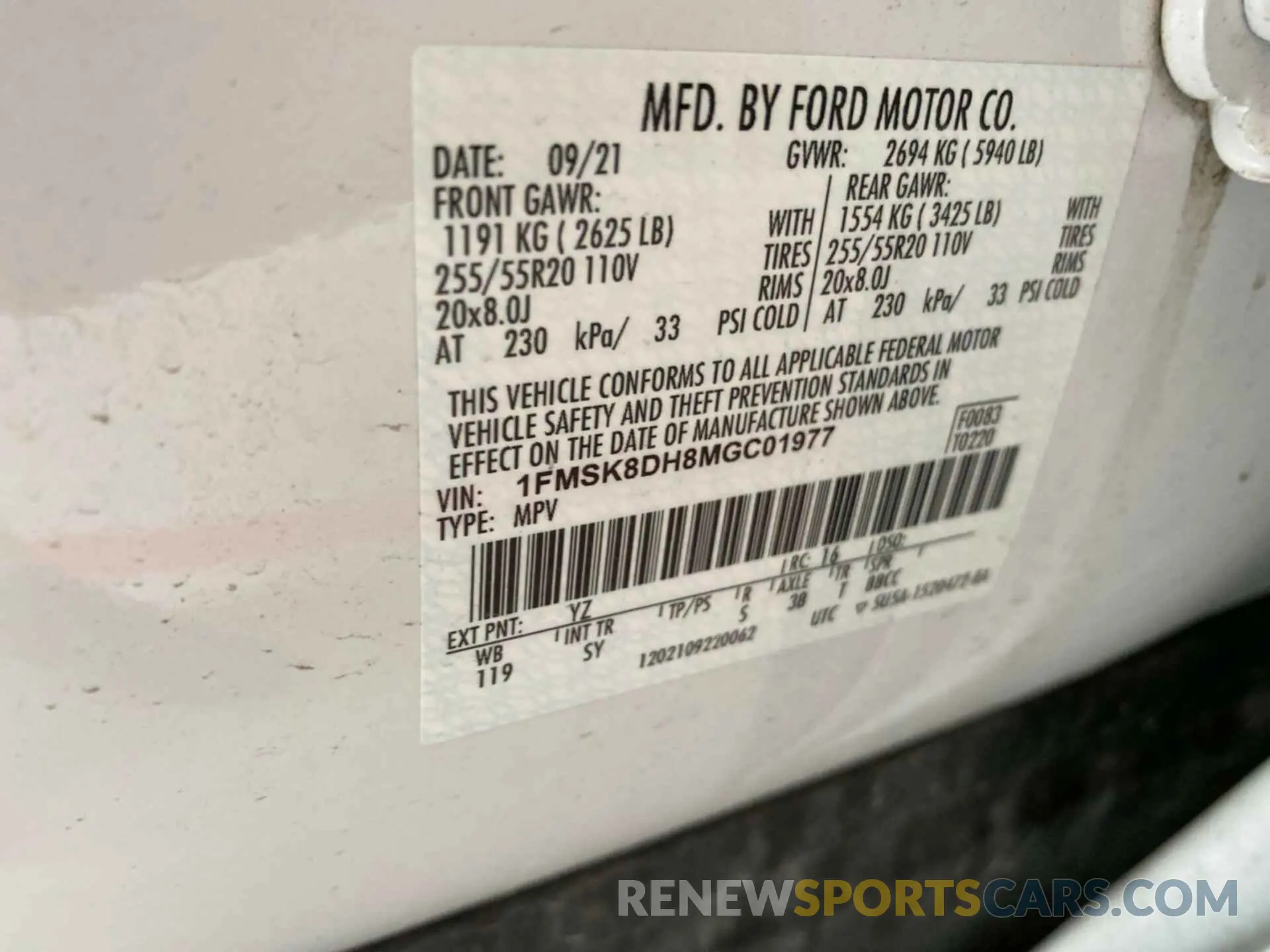 12 fotografías del automóvil dañado 1FMSK8DH8MGC01977 FORD EXPLORER 2021