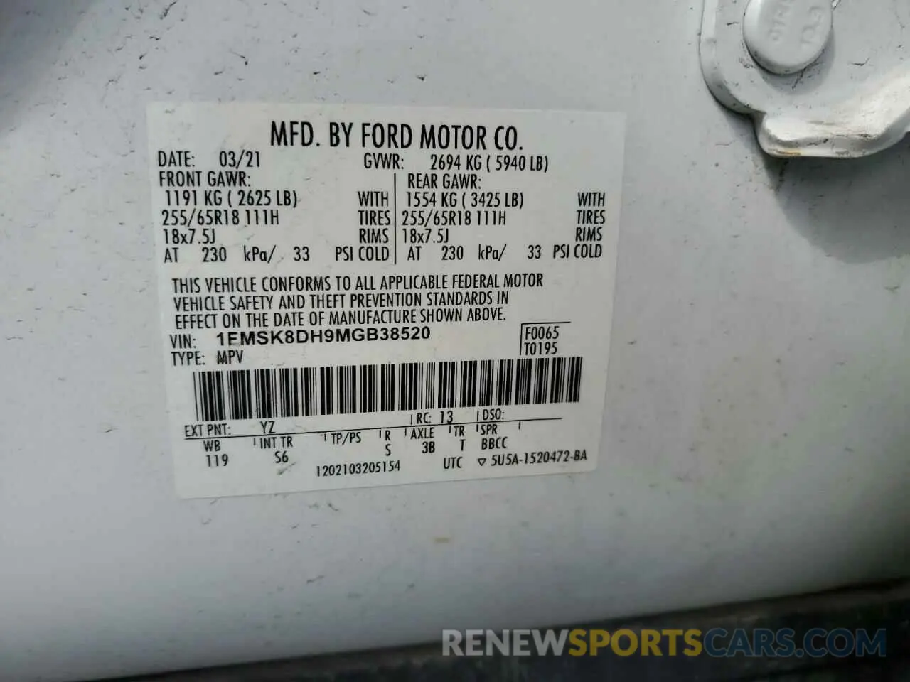 15 fotografías del automóvil dañado 1FMSK8DH9MGB38520 FORD EXPLORER 2021