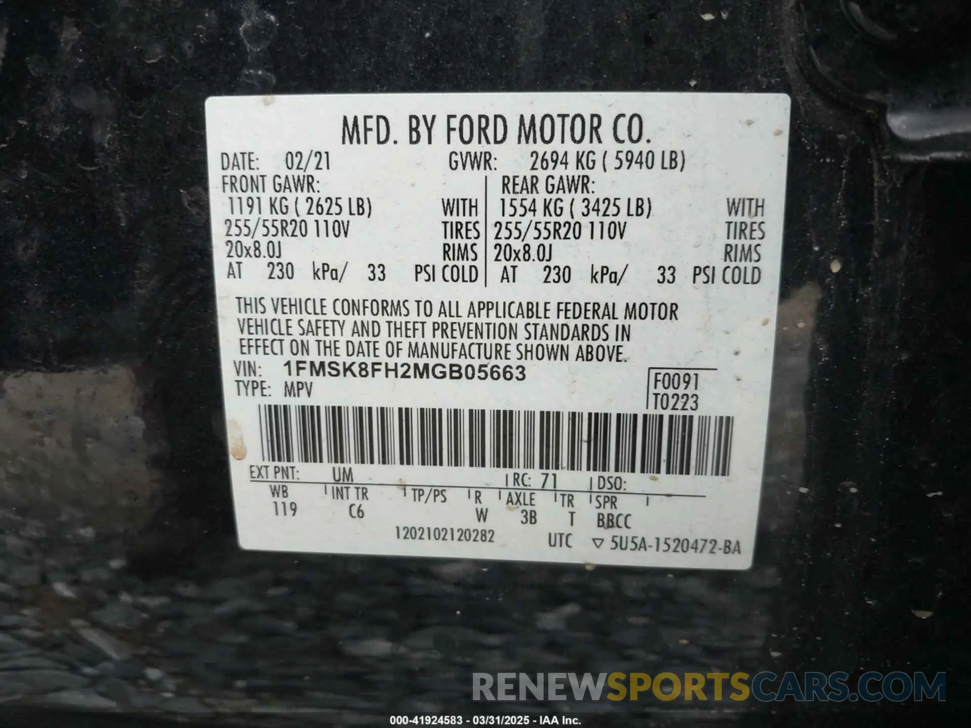 9 fotografías del automóvil dañado 1FMSK8FH2MGB05663 FORD EXPLORER 2021