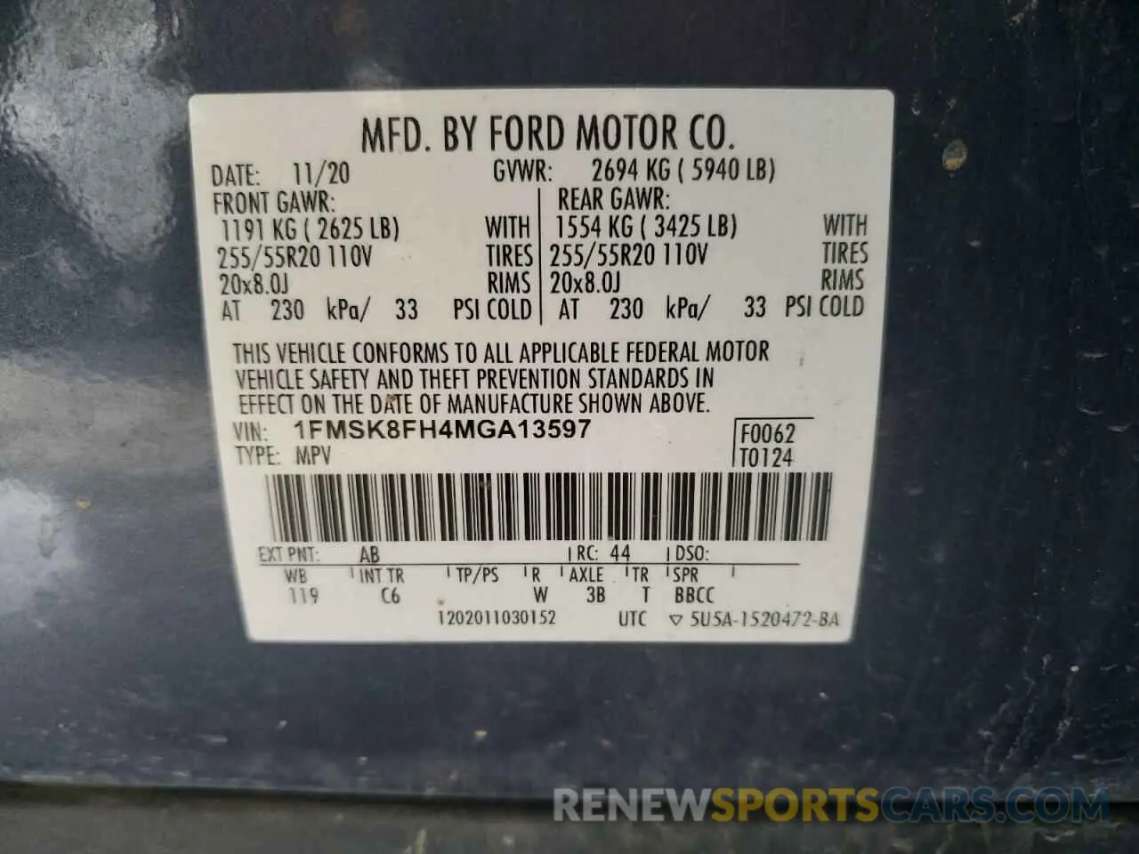 13 fotografías del automóvil dañado 1FMSK8FH4MGA13597 FORD EXPLORER 2021