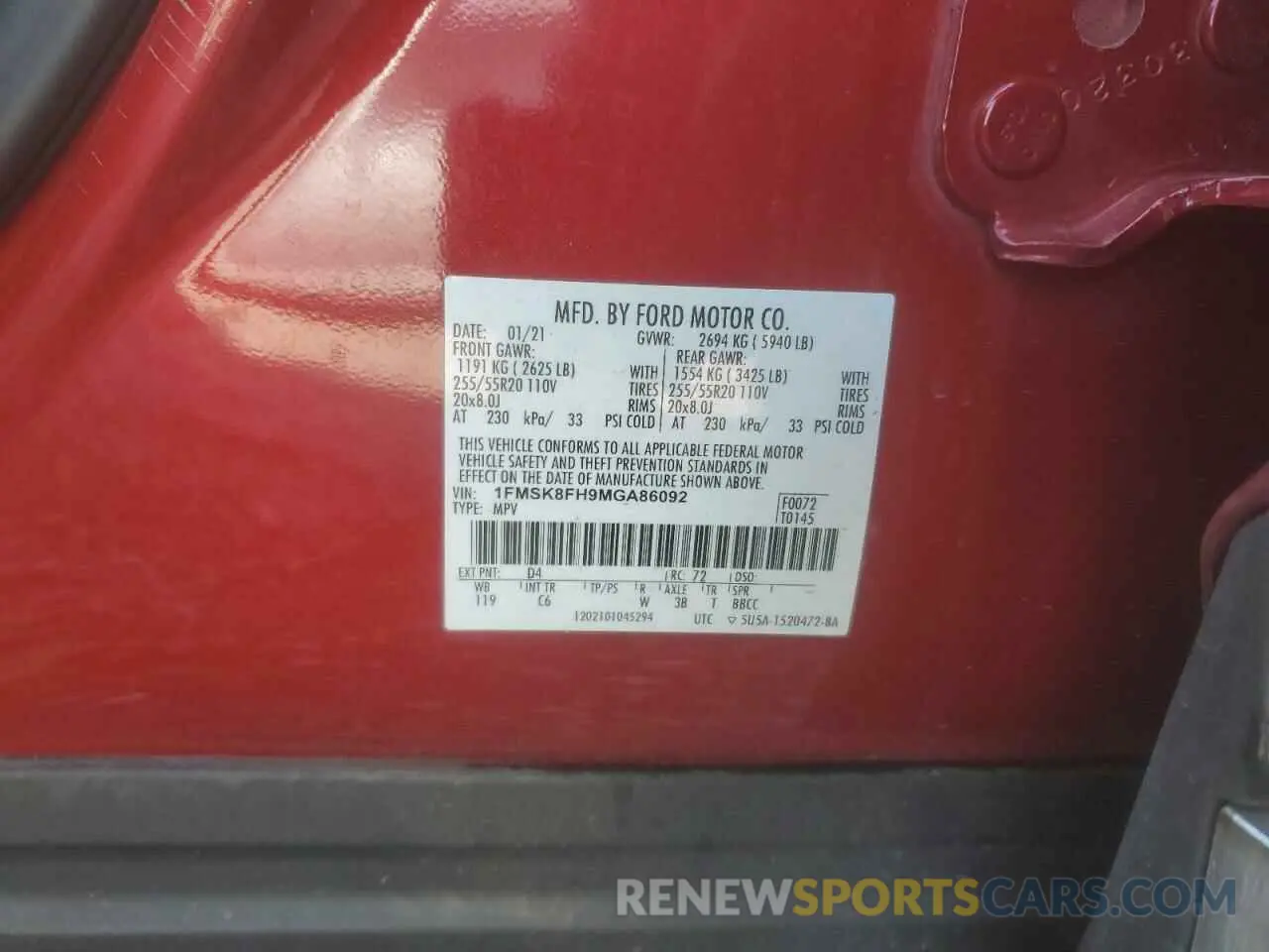 15 fotografías del automóvil dañado 1FMSK8FH9MGA86092 FORD EXPLORER 2021